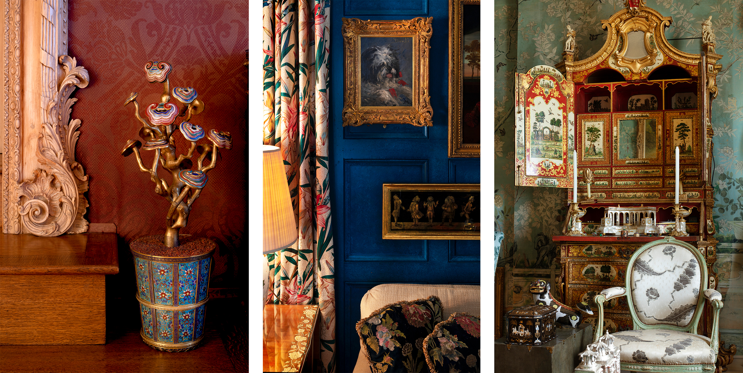 Installation views, the music room, blue parlor and primary bedroom of Ann and Gordon Getty’s San Francisco featuring works from The Ann & Gordon Getty Collection. Photograph © 2022, Visko Hatfield