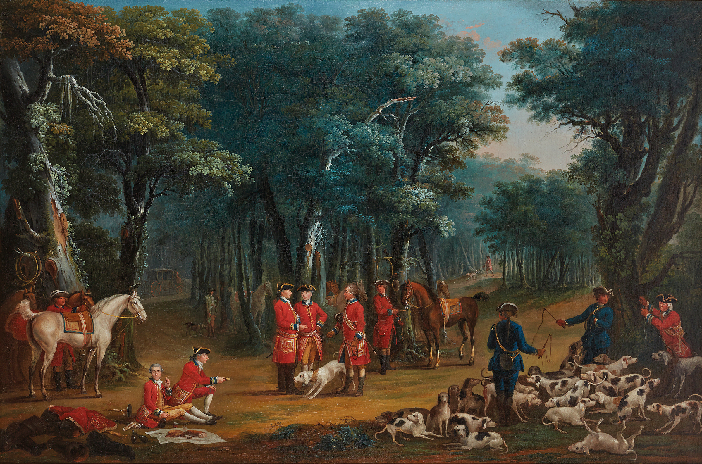 Jacques Bertaux (circa 1745-1818), Hunting with Louis Philippe, Duke of Orl&eacute;ans, or The Scent, 1773. Oil on canvas, in its original frame. 51&frac12; x 77 1/8 in (130,8 x 196 cm). Sold for €138,600 on 22 November 2022 at Christie's in Paris