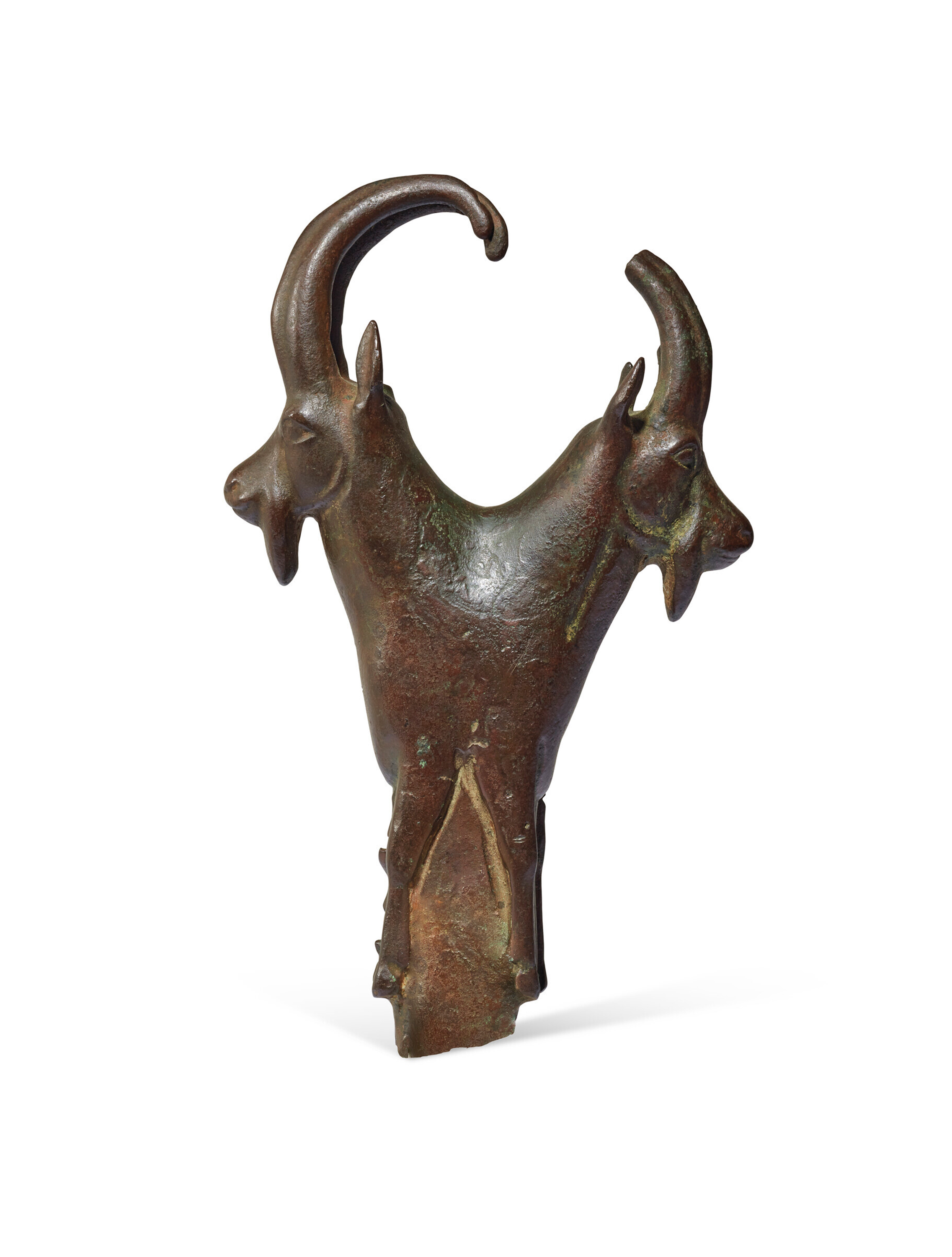 A Western Asiatic bronze ibex whetstone handle, circa early 1st millennium BC. 6½ in (16.5 cm) high. Sold for £1,386 on 7 December 2022 at Christie’s in London
