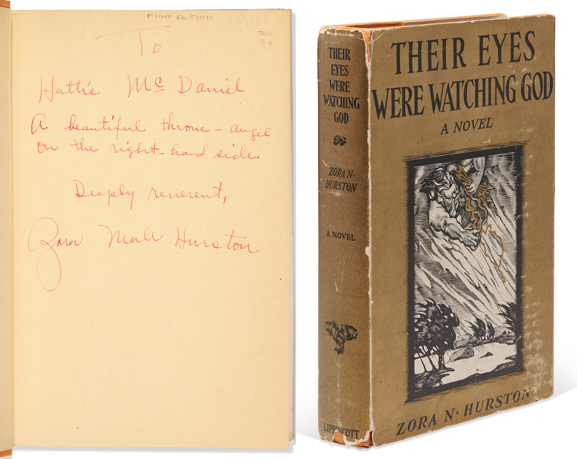 Zora Neale Hurston, Their Eyes Were Watching God, 1937. Sold for $47,880 in Fine Printed Books and Manuscripts on 7 December 2022 at Christie’s Online
