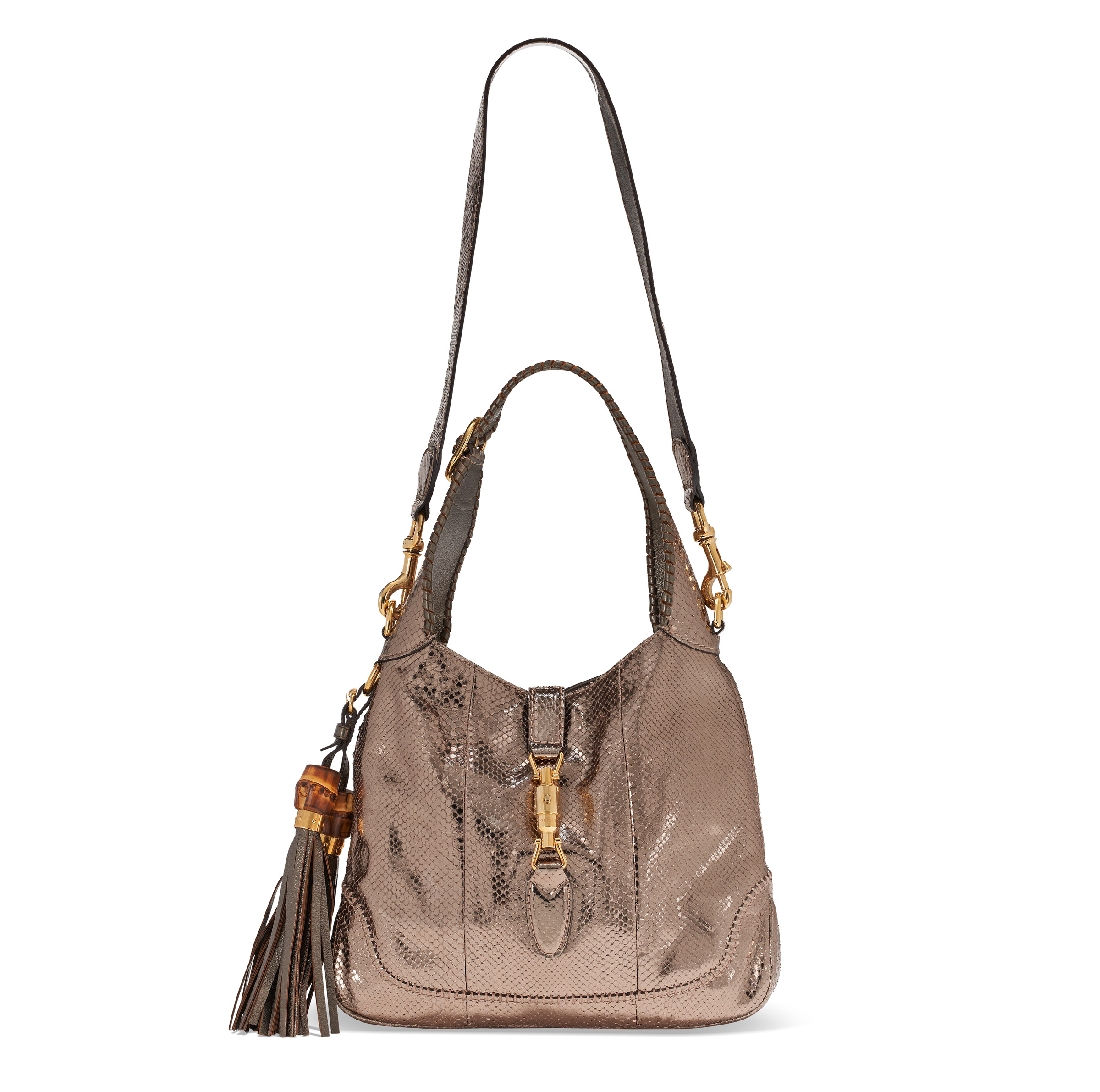 A metallic bronze python Jackie Hobo bag with gold hardware, Gucci, 2009. Estimate: $1,500-$2,400. Offered in Handbags Online: The New York Edit from 23 November-9 December at Christie’s online