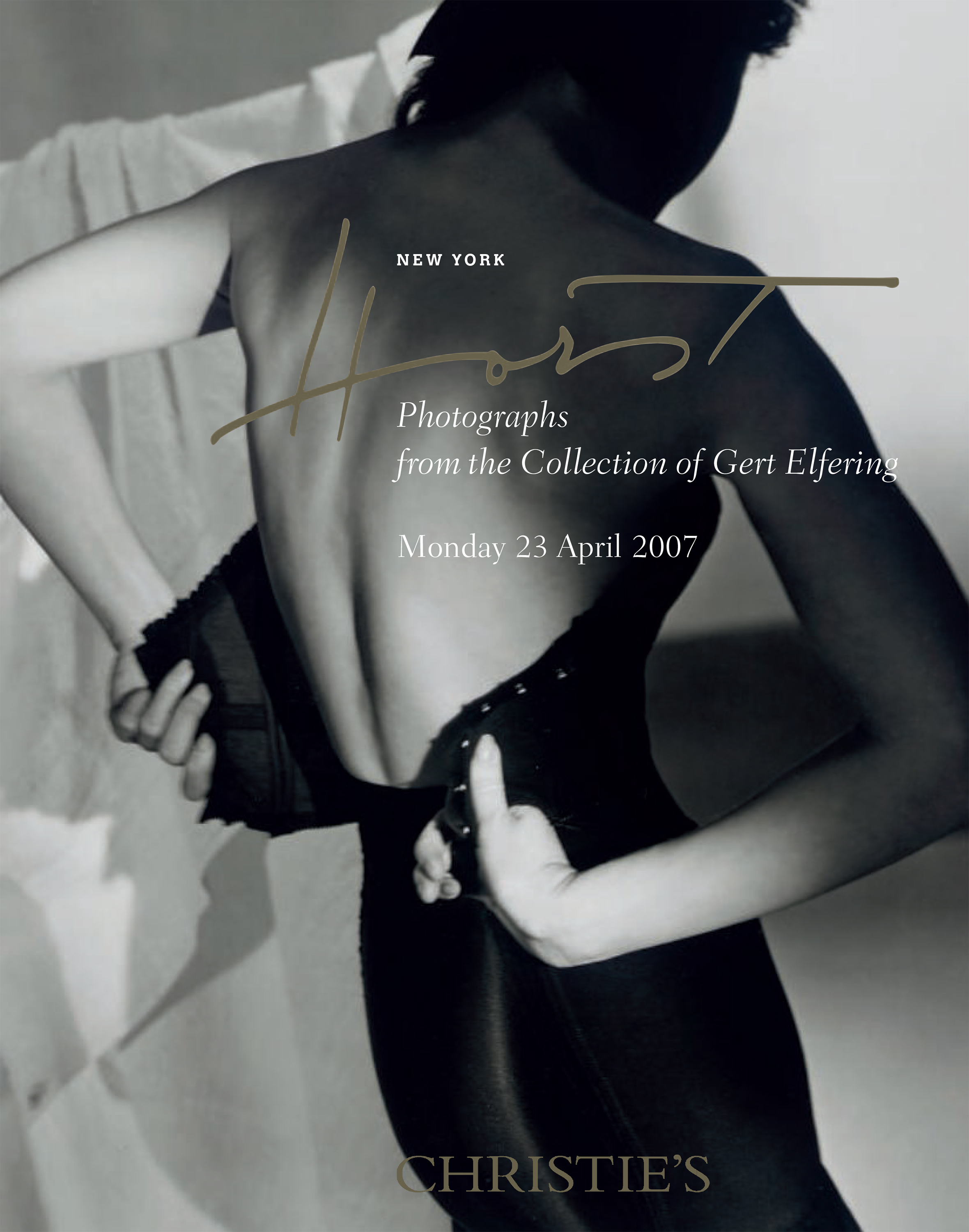 Catalogue cover for Horst: Photographs from the Collection of Gert Elfering, Christie&rsquo;s New York, 2007. Artwork: Black Corset (for Vogue), Horst P. Horst, Vogue &copy; Cond&eacute; Nast, 1 February 1948