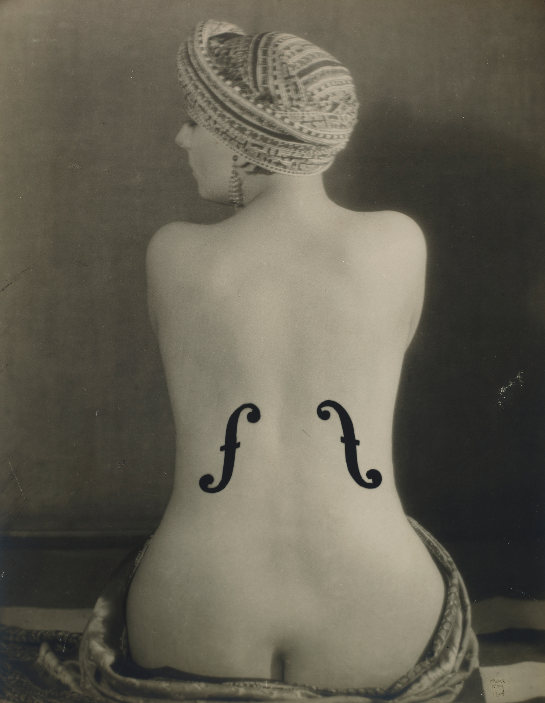 Man Ray (1890-1976), Le Violon d&rsquo;Ingres, 1924. Unique gelatin silver print, flush-mounted on board. Image/sheet/flush mount: 19 x 14&frac34; in (48.5 x 37.5 cm). Sold for $12,412,500 on 14 May 2022 at Christie&rsquo;s in New York.&nbsp;Artwork:&nbsp;&copy; Man Ray 2015 Trust / ADAGP, Paris and DACS, London 2022