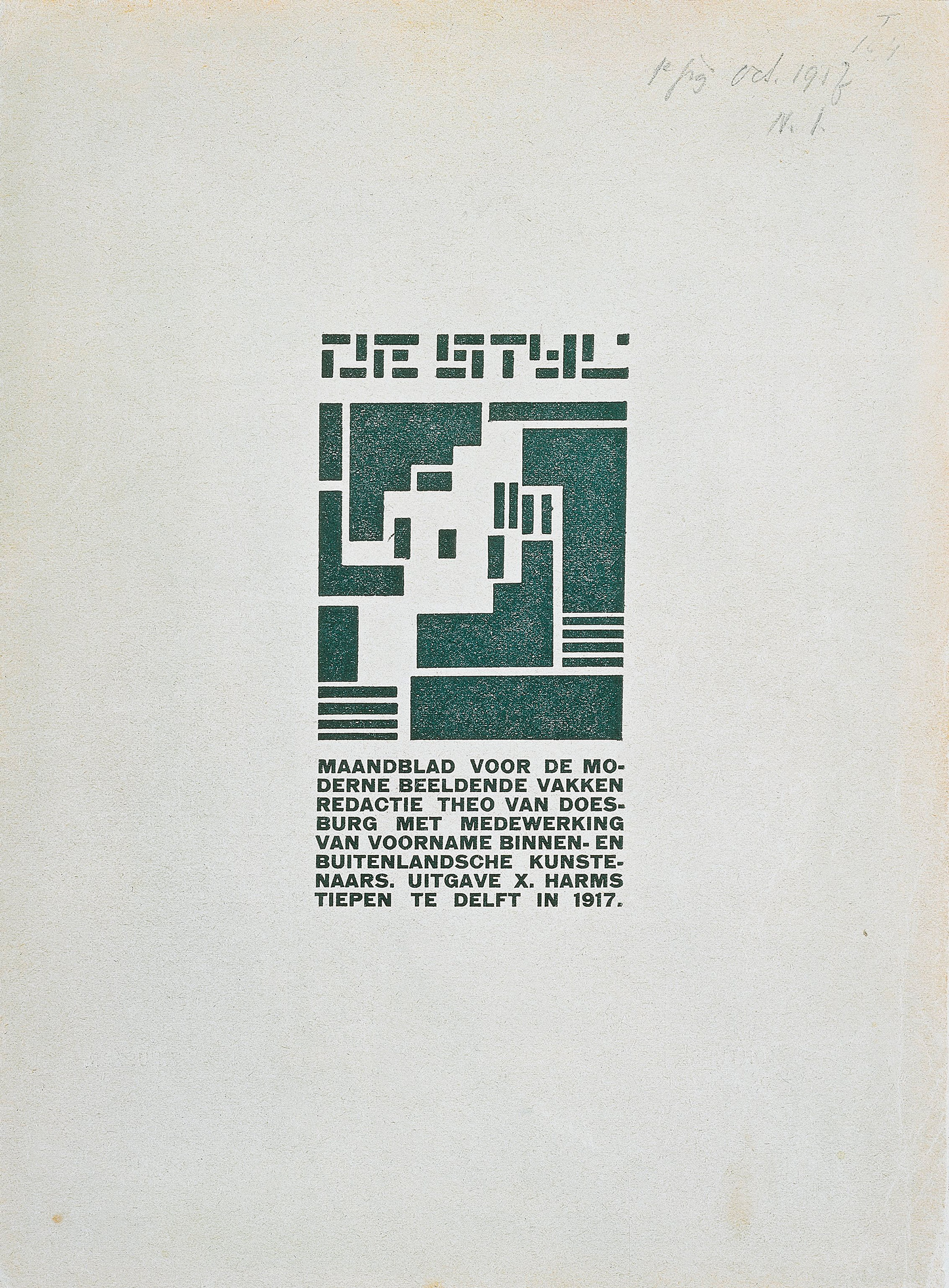 The original cover of the journal De Stijl, published in 1917 and designed by Vilmos Huszár. Photo: Bridgeman Images