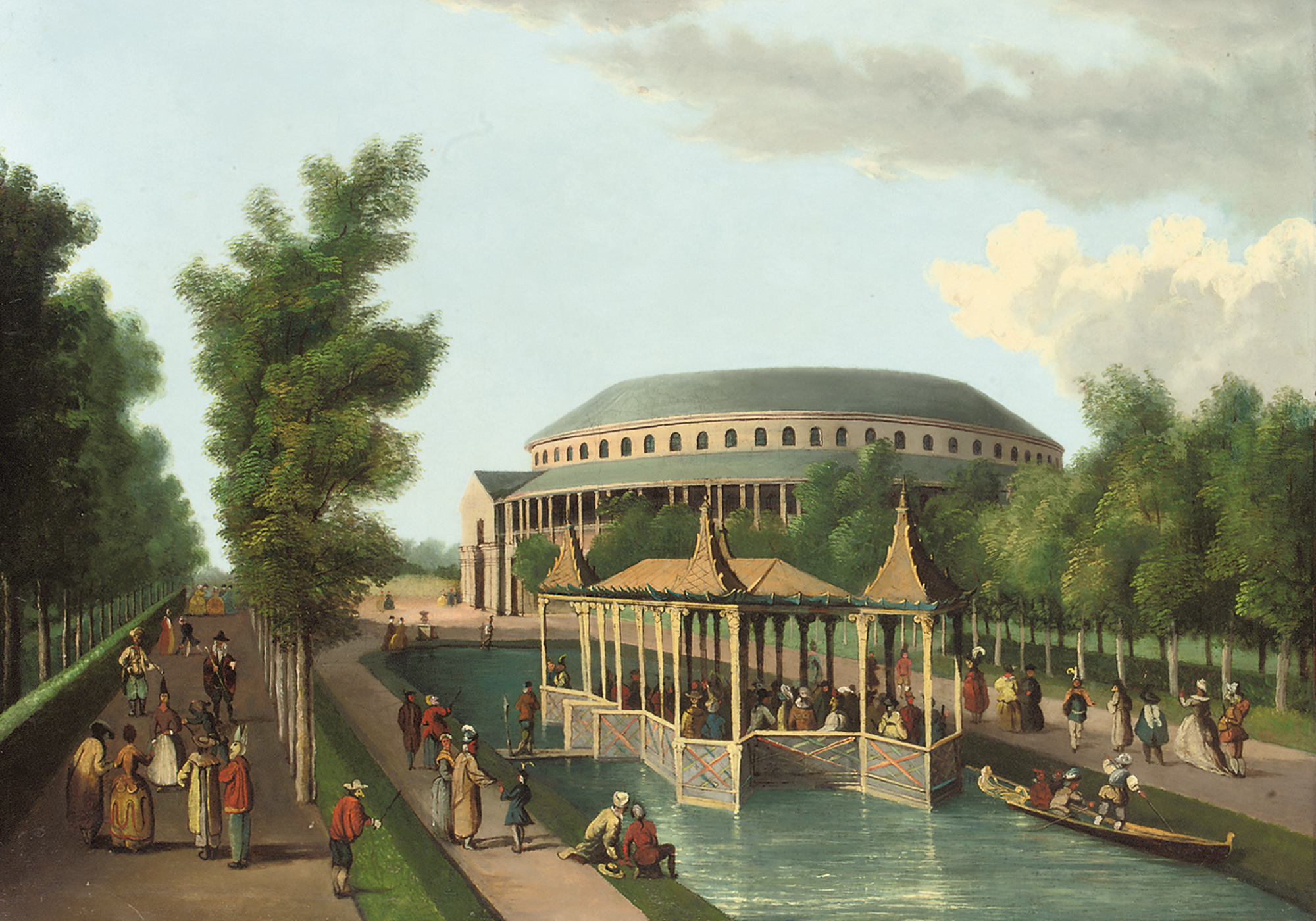 English school, after Canaletto, A masqerade at Ranelagh Gardens, 1759. 21 x 30 in (53.3 x 76.2 cm). Sold for &pound;4,375 on 12 August 2008 at Christie&rsquo;s in London
