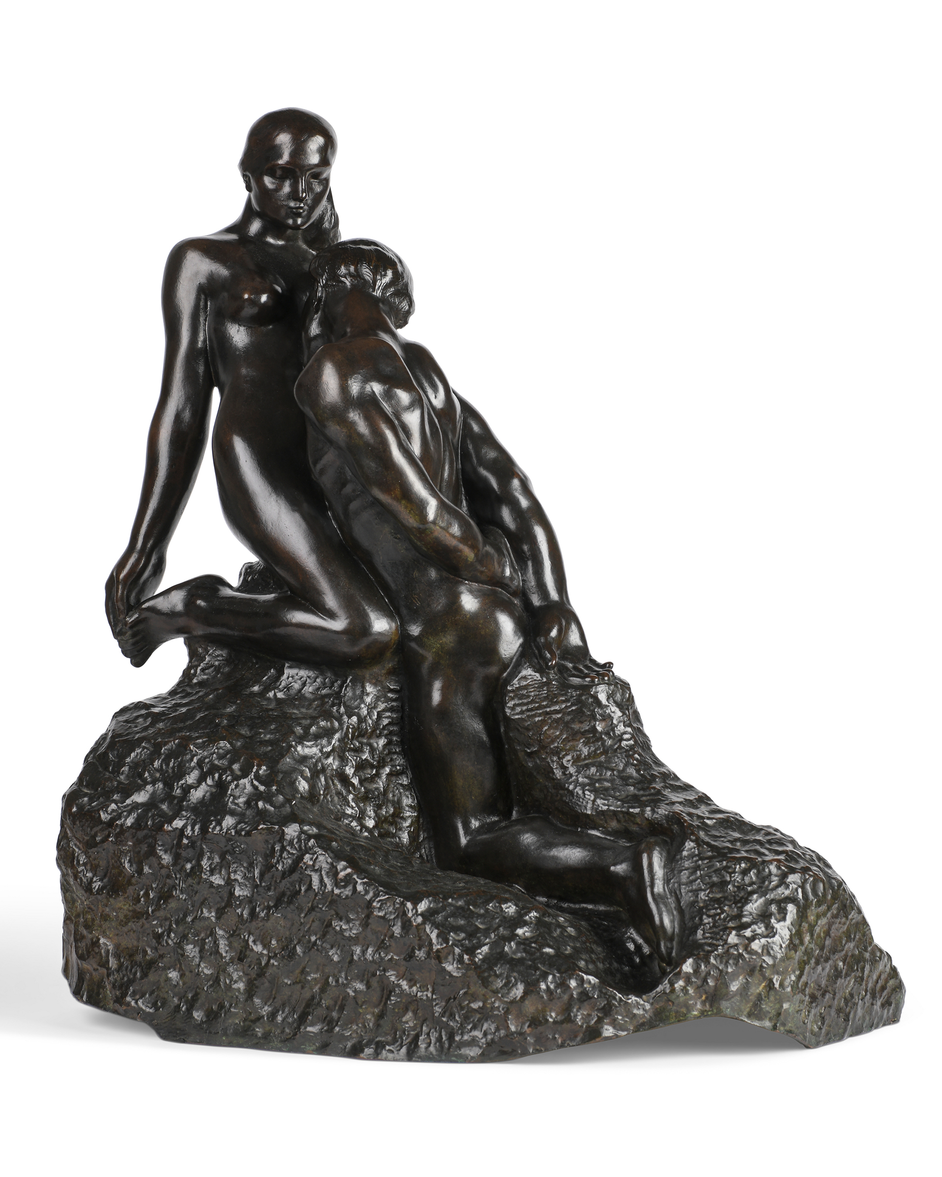 Auguste Rodin (1840-1917), Éternelle idole (Eternal Idol), grand modèle, conceived in 1889. Bronze with rich dark brown patina and green highlights. Height: 28½ in (72.4 cm). This example cast by Alexis Rudier in 1927. Sold for £630,000 on 3 March 2023 at Christie’s in London