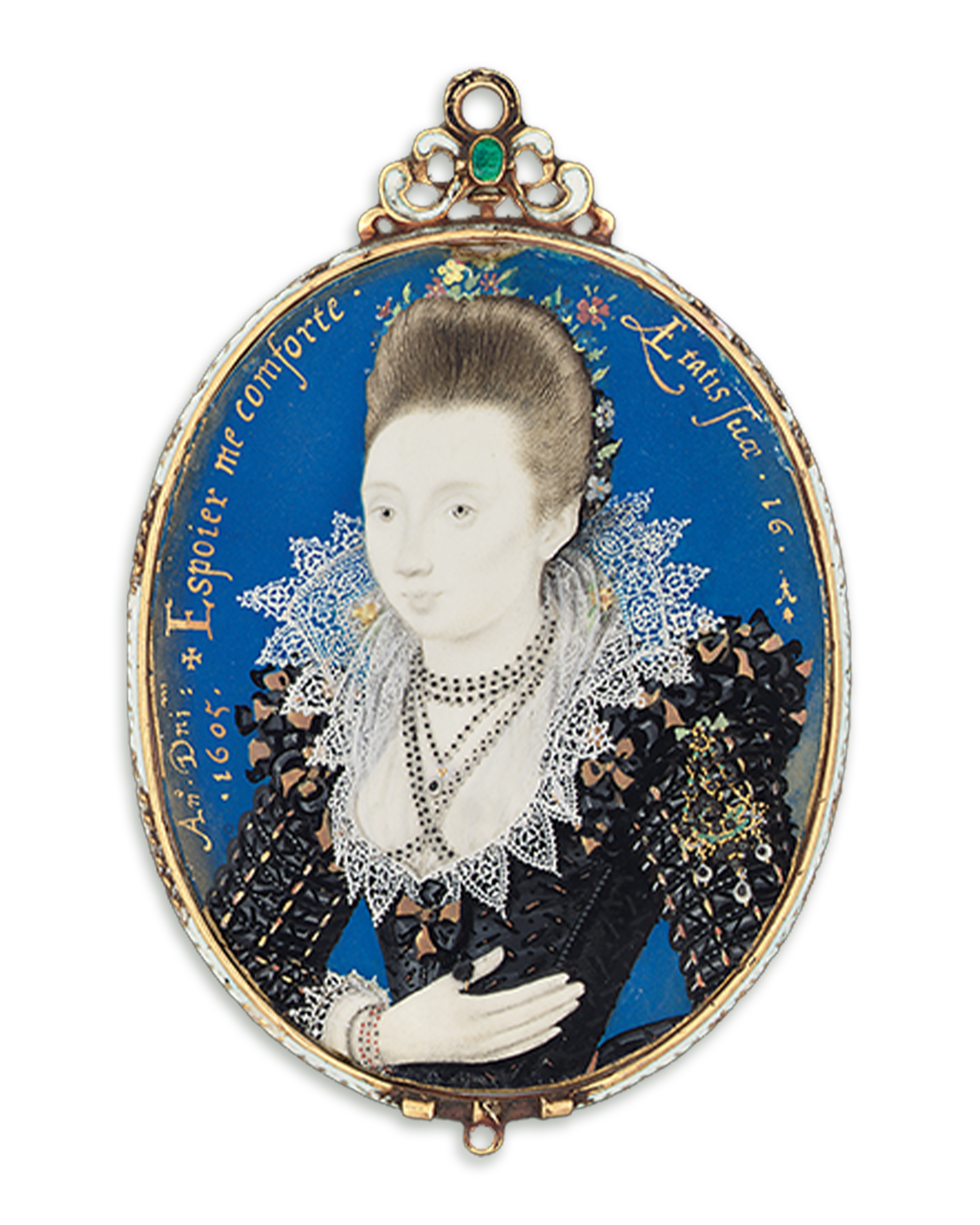 Nicholas Hilliard (1547-1619), A young lady aged 16, probably a member of the Strangways family, in black dress edged with brown and black ribbon. Sold for £120,500 on 20 November 2007 at Christie’s in London