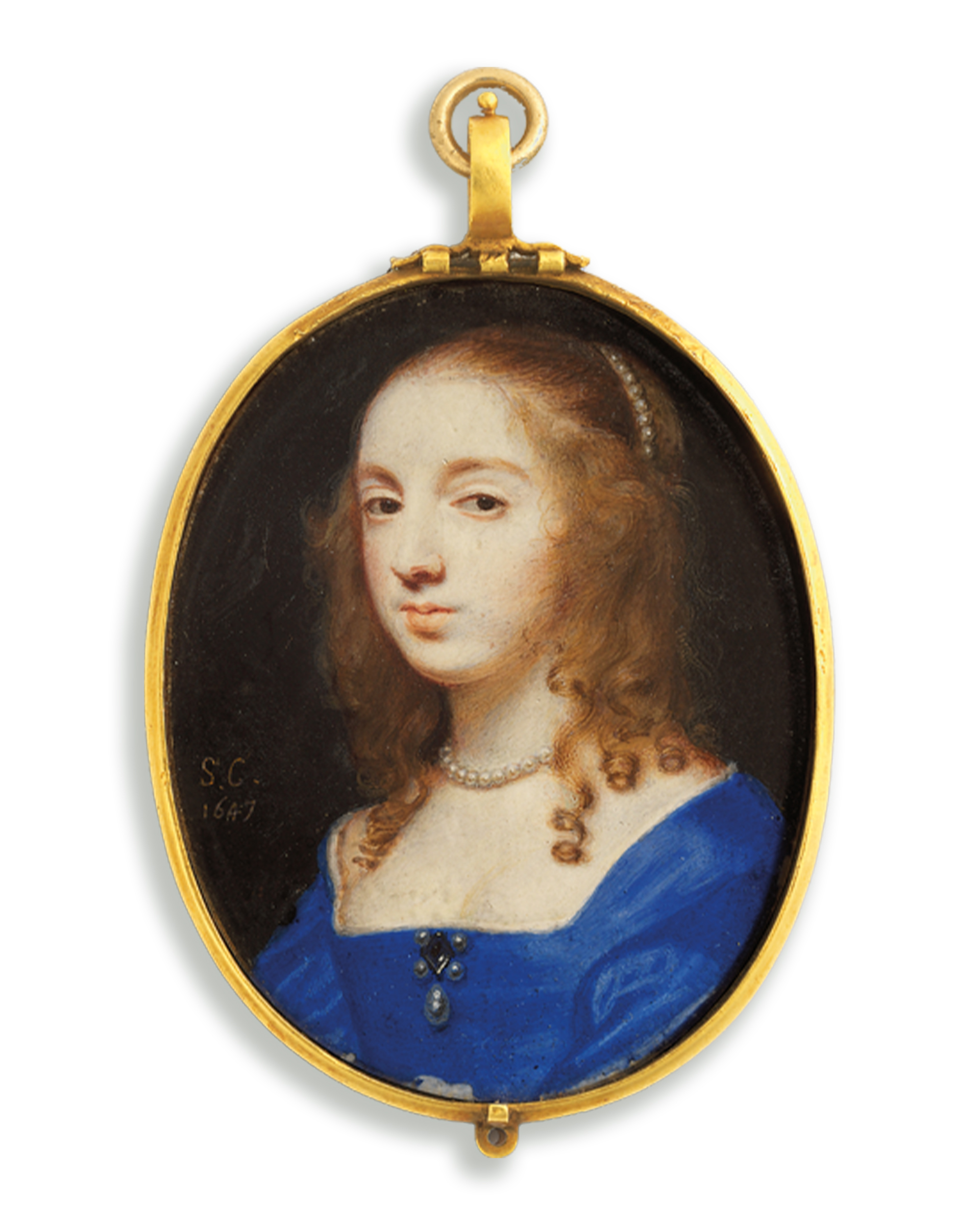 Samuel Cooper (1609-1672), Mrs John Lewis (n&eacute;e Sarah Foote) in white-bordered blue silk dress. Sold for &pound;50,900 on 20 November 2007 at Christie&rsquo;s in London
