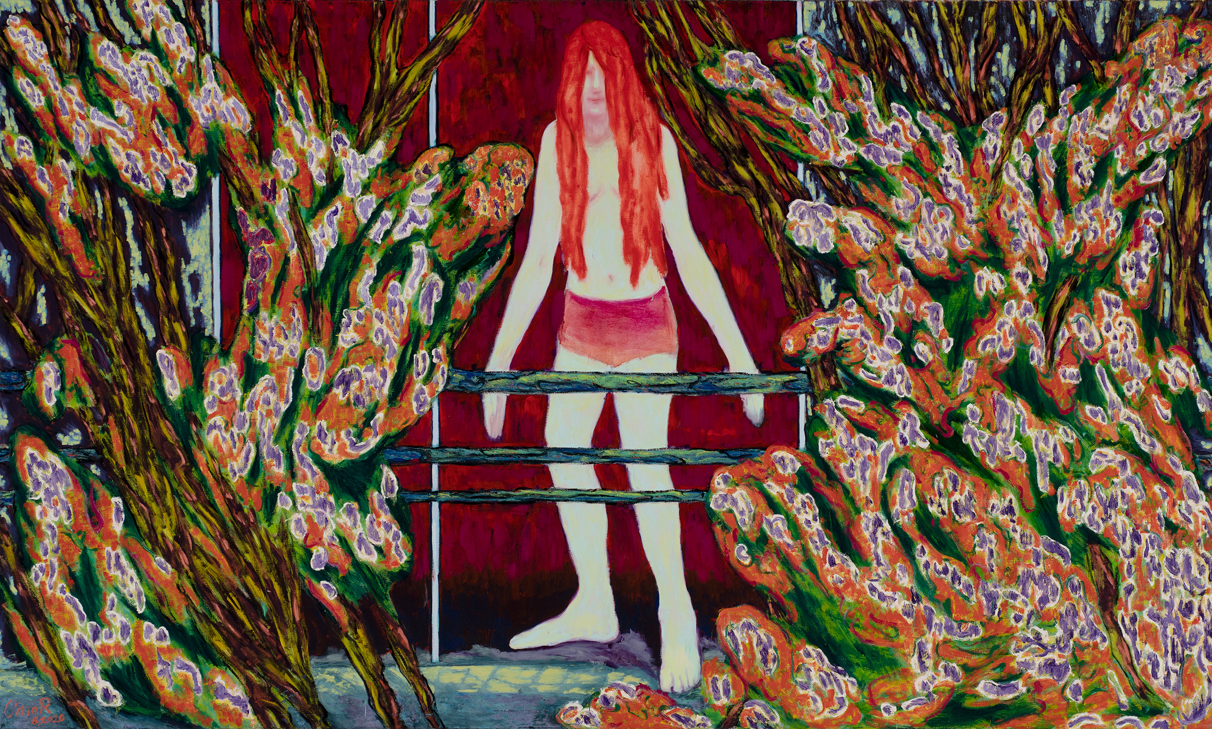 Omar El Lahib (b. 1986), Honeymoon, 2020-22. Oil on canvas. 150 x 250 cm