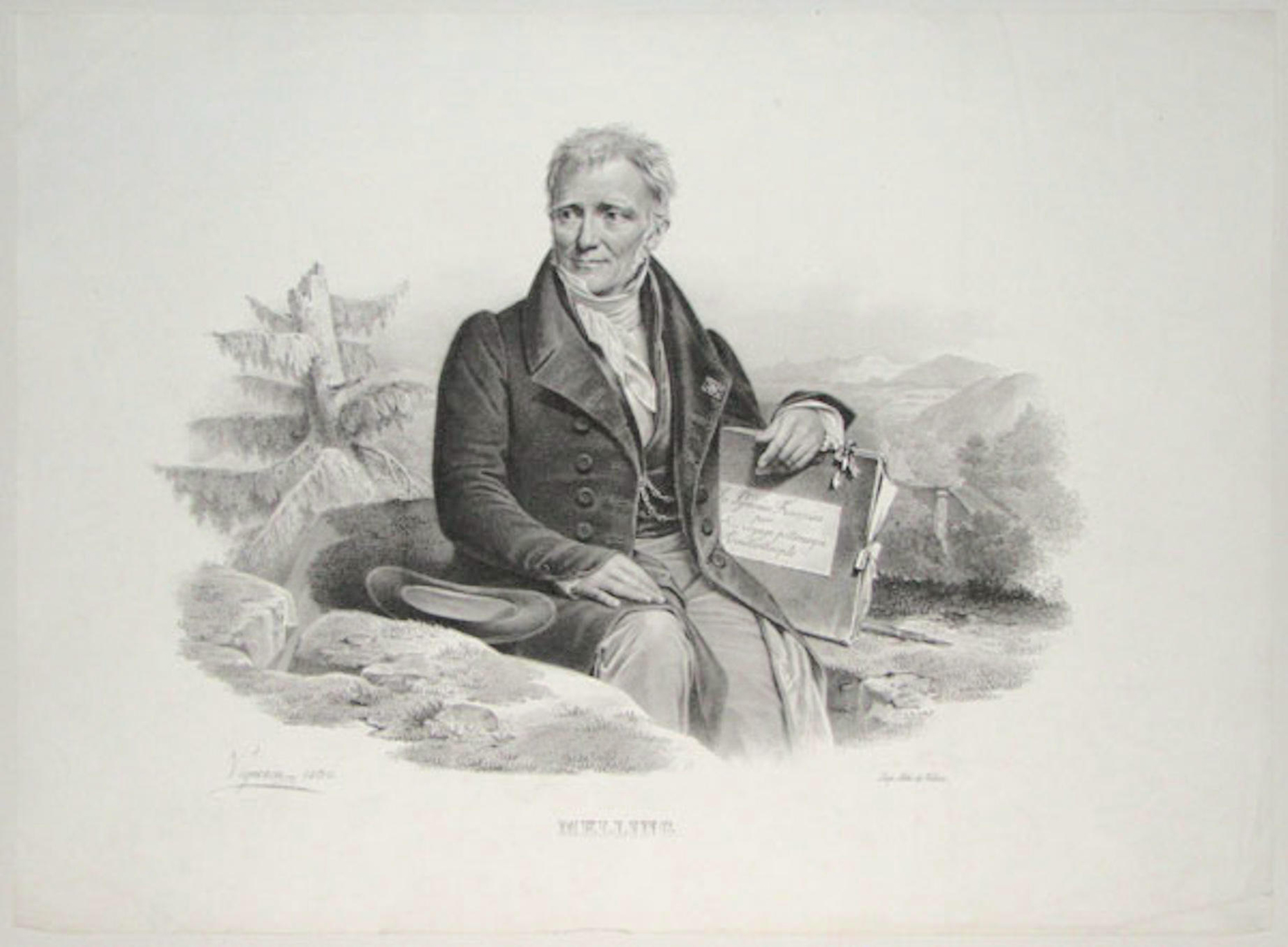A portrait of Antoine-Ignace Melling, 1830, by Pierre Vigneron (1789–1872). Lithograph after drawing