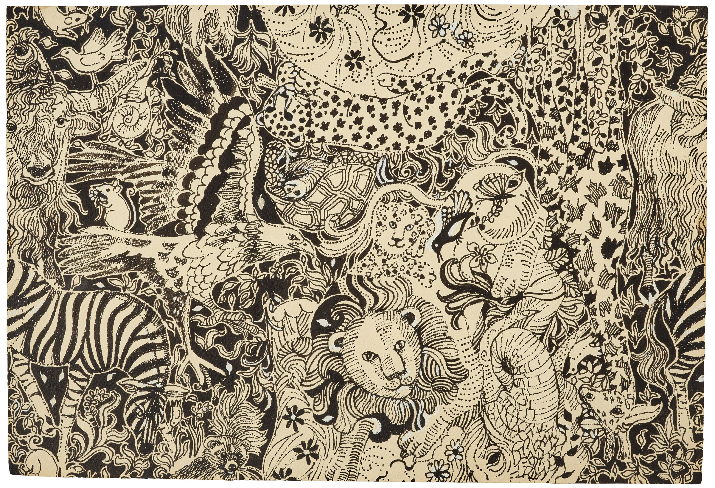 Suzie Zuzek (1920-2011), Tarzan, 1973. Watercolour, ink, and white correction fluid on paper. 30 x 60 in. (76.2 x 152.4 cm). Sold for $5,670 in Suzie Zuzek: The Artist Behind Lilly Pulitzer on 17 April at Christie’s online. © The Original I.P. LLC