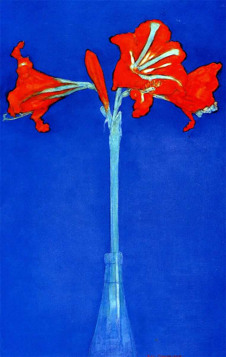 Piet Mondrian (1872-1944), Red Amaryllis with Blue Background, 1909-10. Private Collection