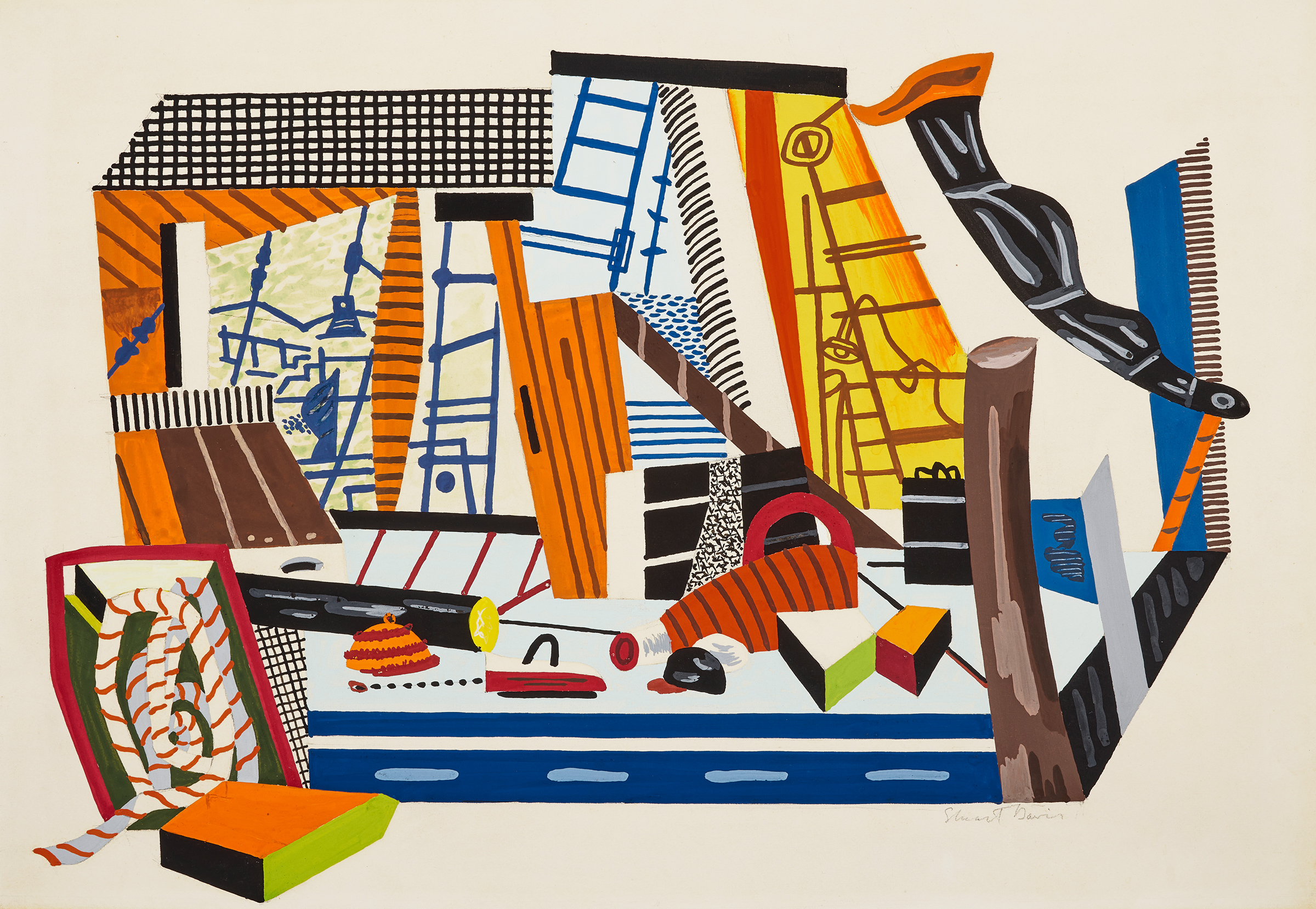 Stuart Davis (1892-1964), Analogical Emblem, c. 1935. Gouache, watercolor and pencil on paper. 15¼ x 22¼ in (38.7 x 56.5 cm). Sold for $126,000 in Modern American Masterworks from the Ted Shen Collection on 21 April 2023 at Christie’s in New York