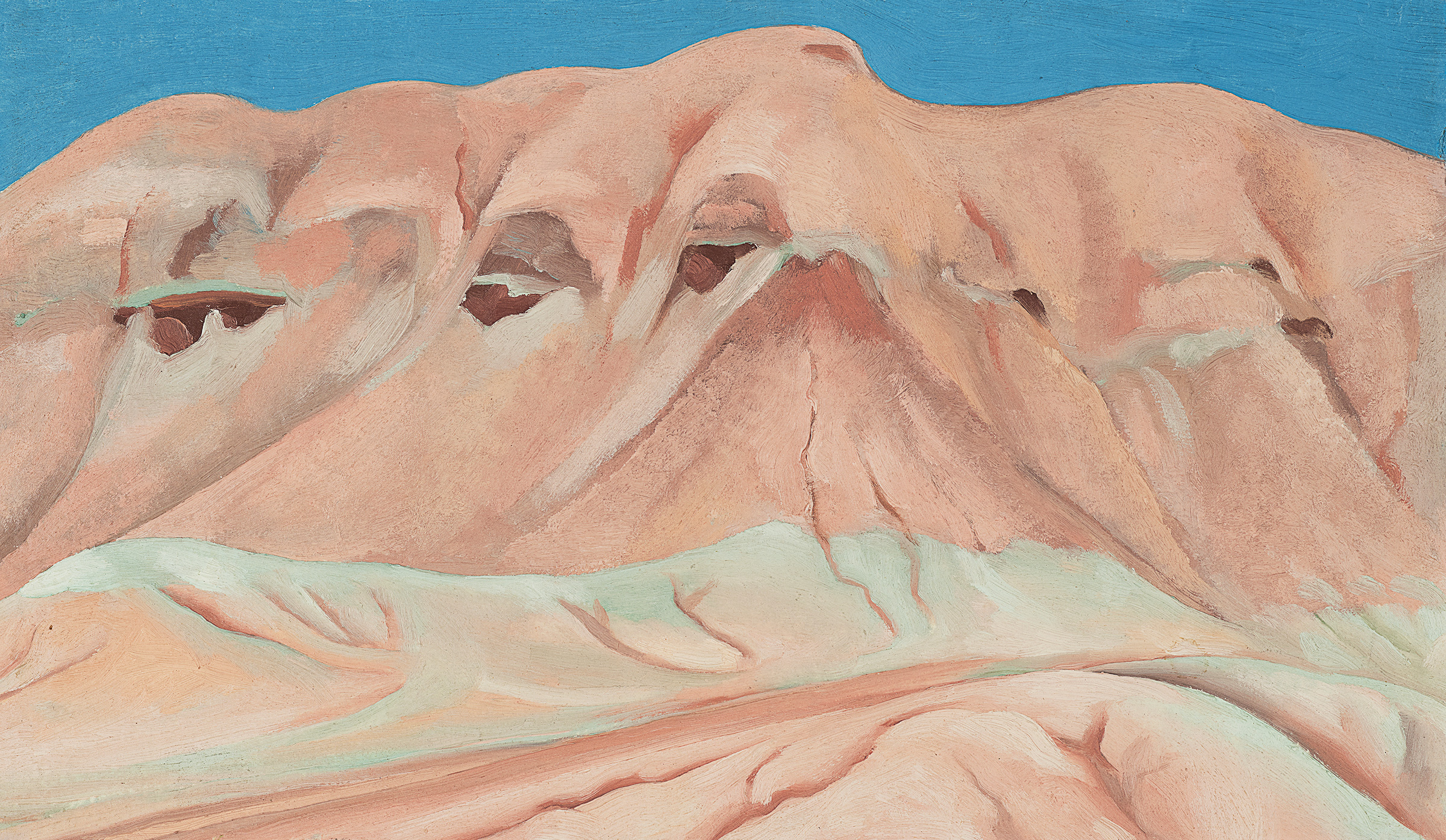 Georgia O’Keeffe (1887-1986), Lavender & Green Hill—Ghost Ranch, 1935. Oil on board. 8 x 13½ in (20.3 x 34.3 cm). Sold for $1,071,000 in Modern American Masterworks from the Ted Shen Collection on 21 April 2023 at Christie’s in New York