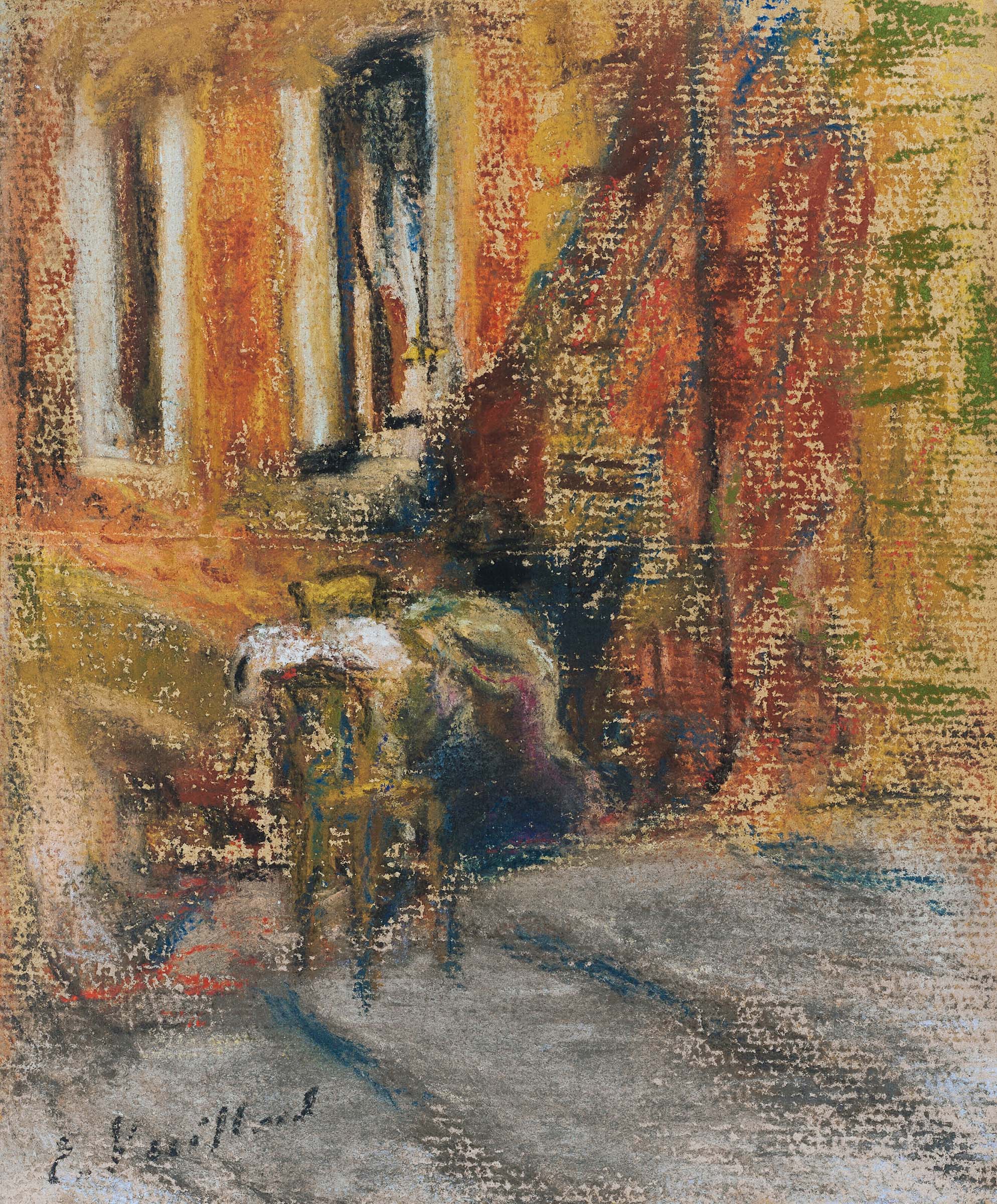 Édouard Vuillard (1868-1940), Deux figures assises sur les marches d’une maison, 1907-1908. Pastel on paper laid down on card. 6 ½ x 5 ½ in (16.4 x 13.7 cm). Sold for $22,680 in Impressionist and Modern Art Works on Paper Sale on 13 May 2023