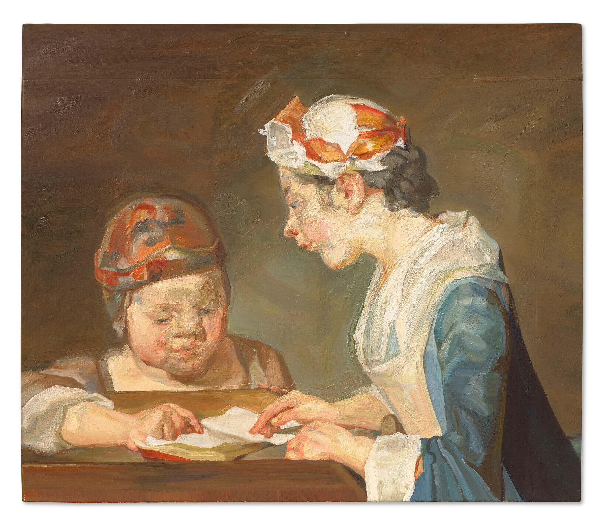 Lucian Freud (1922-2011), After Chardin (Large), 1999. Oil on canvas with attached wooden panels. 20⅝ x 24⅛ in (52.4 x 61.3 cm). Sold for $3,801,000 in Masterpieces from the S.I. Newhouse Collection on 11 May 2023 at Christies New York