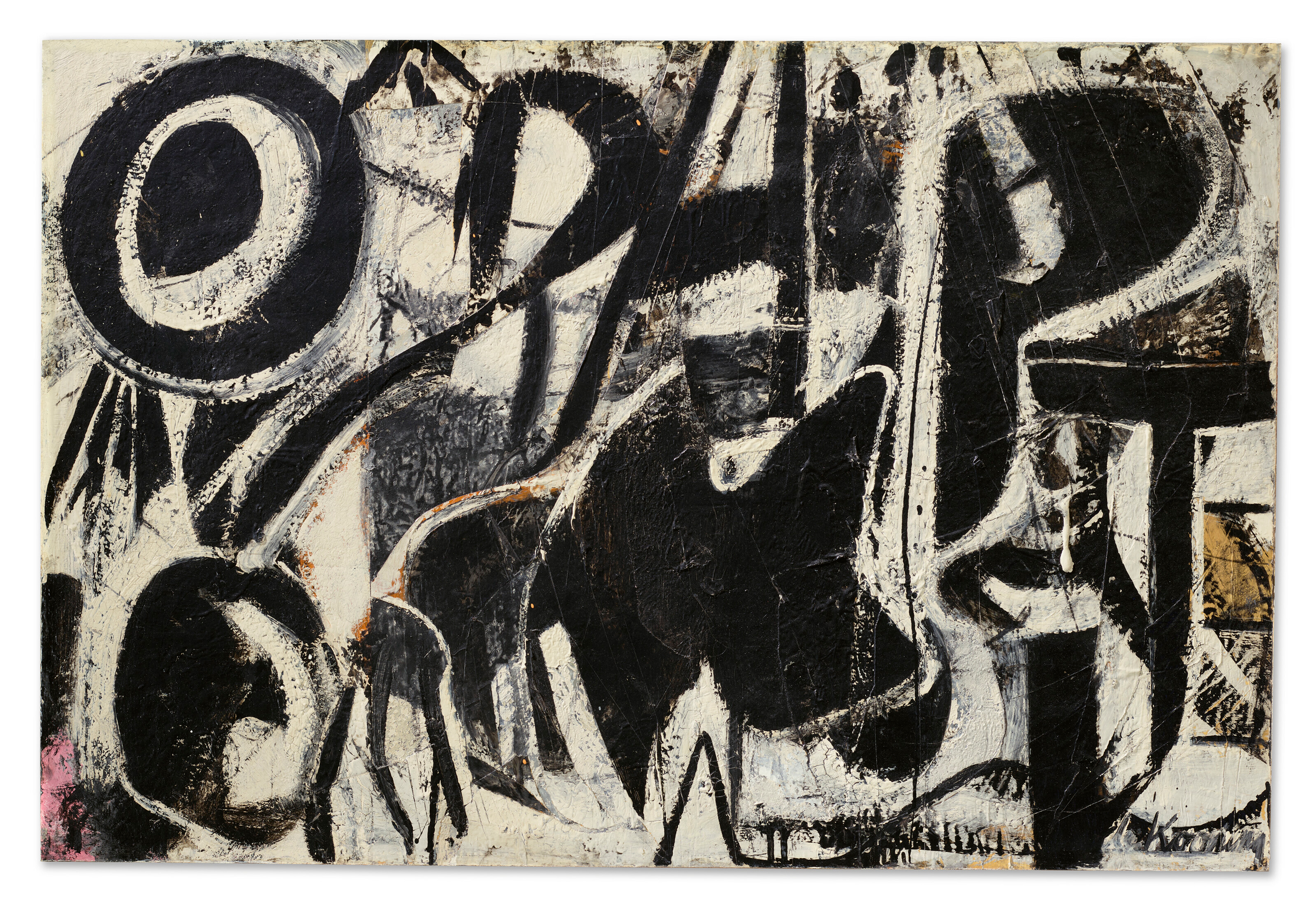 Willem de Kooning (1904-1997), Orestes, 1947. Oil, enamel and paper collage on paper mounted on board. 24⅛ x 36⅛ in (61.3 x 91.8 cm). Sold for $30,885,000 in Masterpieces from the S.I. Newhouse Collection on 11 May 2023 at Christies New York