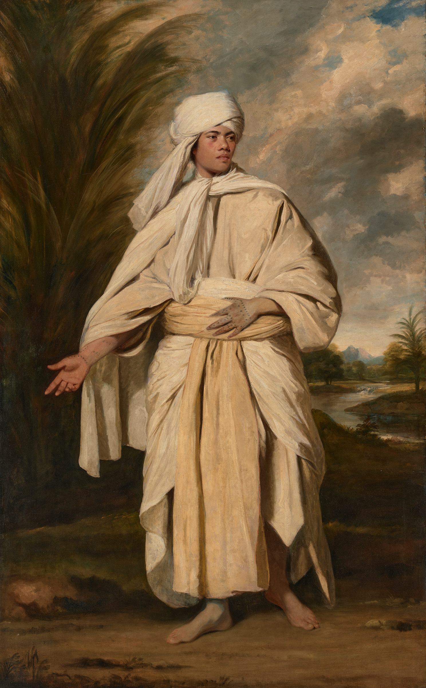 Sir Joshua Reynolds (1723-1792), Portrait of Mai (Omai), circa 1776. Oil on canvas. 93 x 57.3 in (236 x 145.5 cm). Image courtesy of National Portrait Gallery, London, and Getty