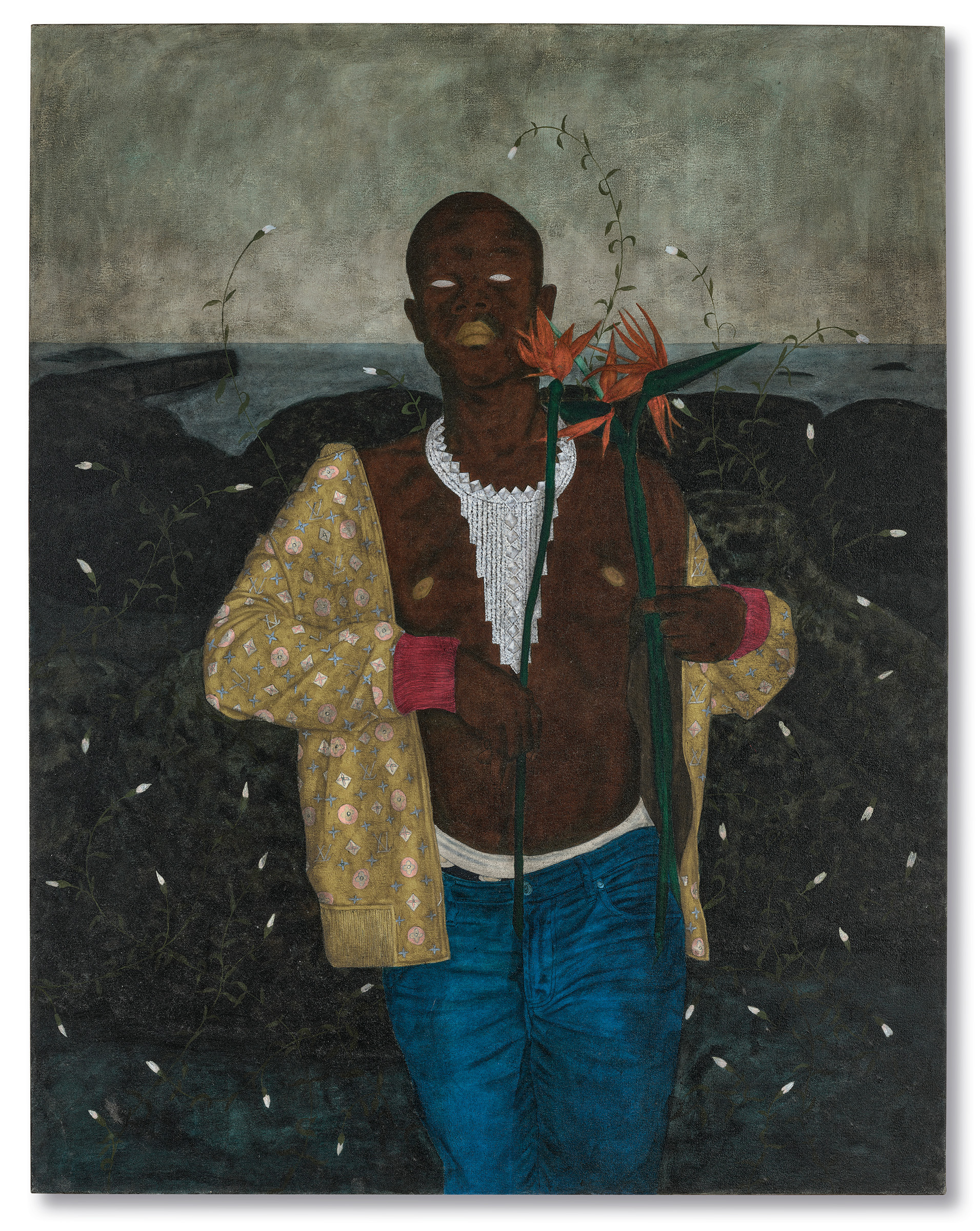 Cinga Samson (b. 1986), Ubuhle beenkanyezi 10 (The Beauty of the Stars 10), 2018. Oil on canvas. 45¼ x 35⅜ in (115 x 90 cm). Price on request. Offered in Selfhood: Explorations of Being and Becoming in 20th and 21st Century Art, on show until 13 July 2023 at Christie’s in London, and available online until 31 August