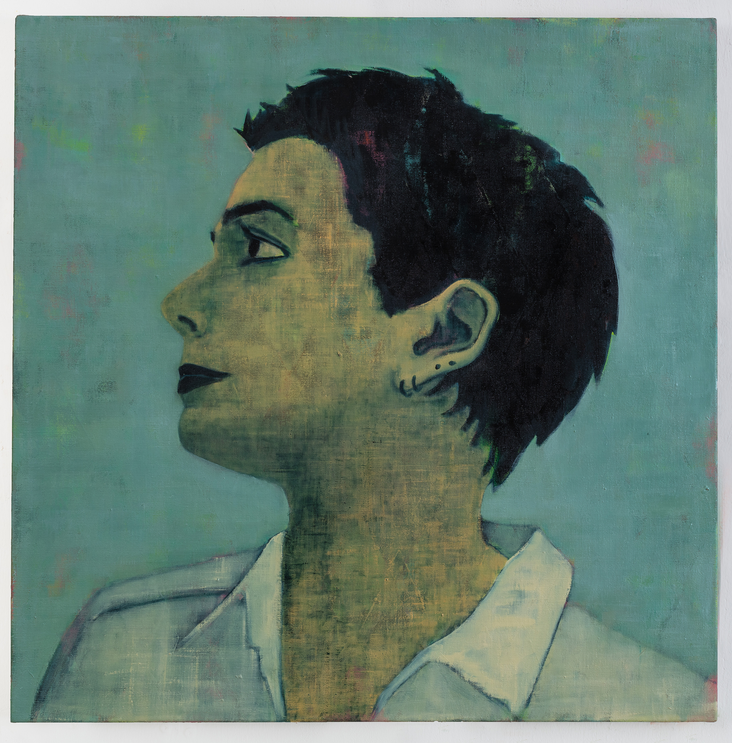 Sara Berman (b. 1976), Boyish, 2023. Oil on linen. 25⅗ x 25⅗ in (65 x 65 cm). On view at the Art of Wishes exhibition at Christie’s in London, 3-7 October 2023, followed by the charity auction on 9 October at Raffles London at The OWO. Artwork: Donated by Sarah Berman, with thanks to Tamar Dresdner Art Projects and Kristin Hjellegjerde Gallery