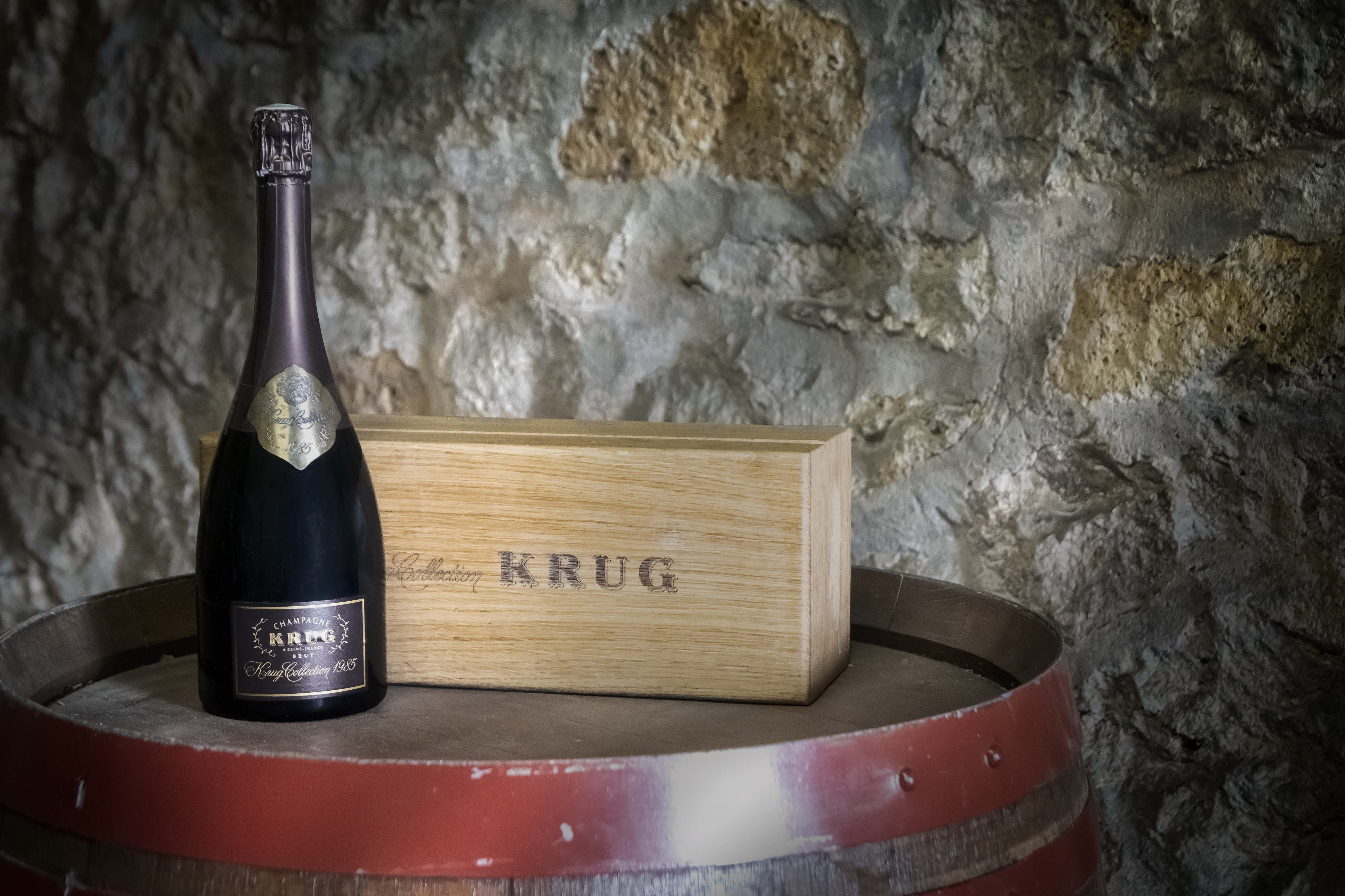 Krug Collection 1985. Part of a mixed lot of 3 bottles: Krug 1985, Bollinger 1990 and Pol Roger 1990. Sold for £1,187.50 on 21 June 2023 at Christie’s Online