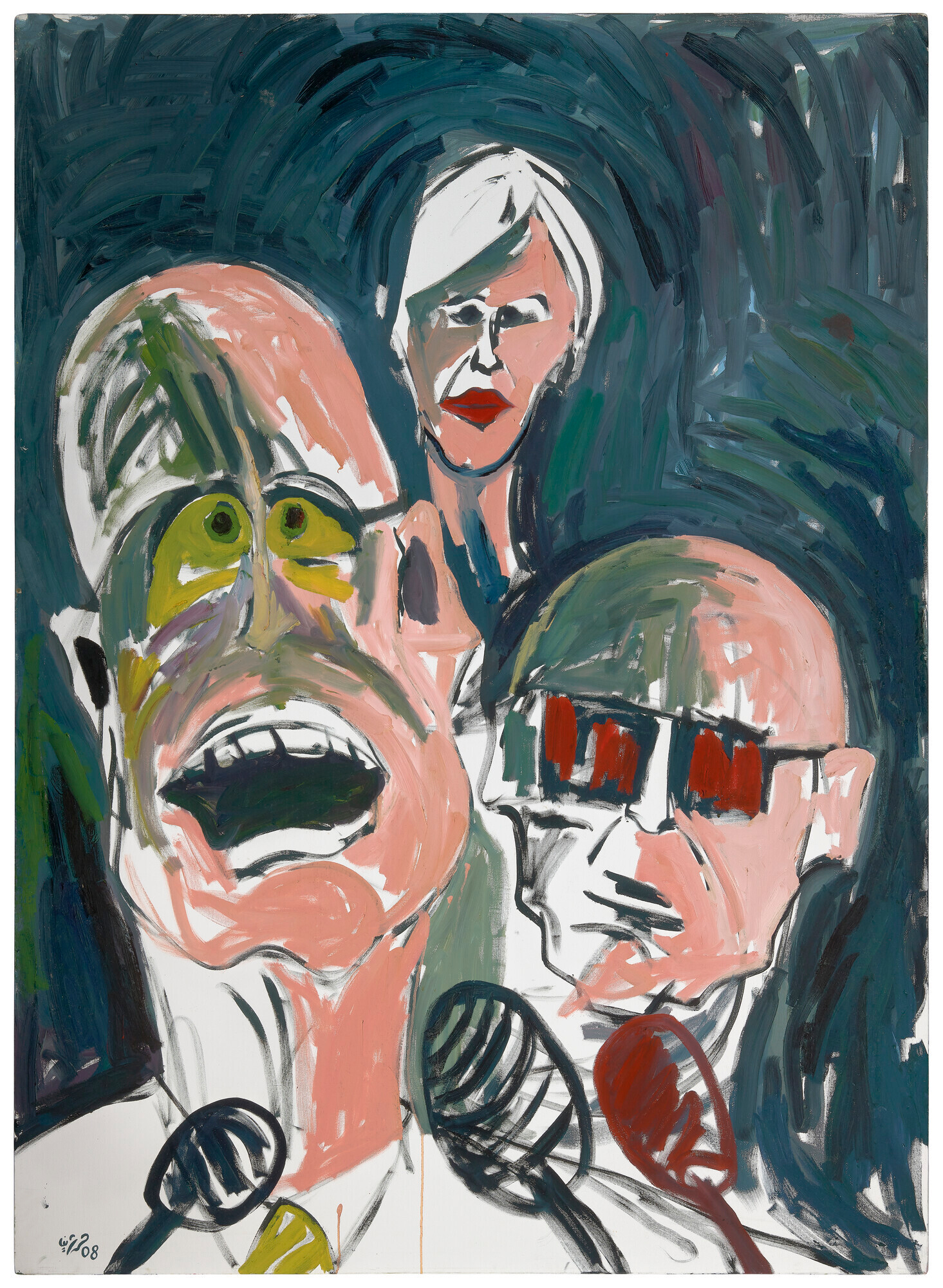 Hassan Sharif, (1951-2016)&nbsp;Press Conference No.6, 2008. Oil on canvas. 78&frac34; x 57⅛ in (200 x 145 cm). Offered via Private Sale. On view in Emirati Art Reimagined: Hassan Sharif and the Contemporary Voices, 20 July-23 August 2023 at Christie&rsquo;s in London