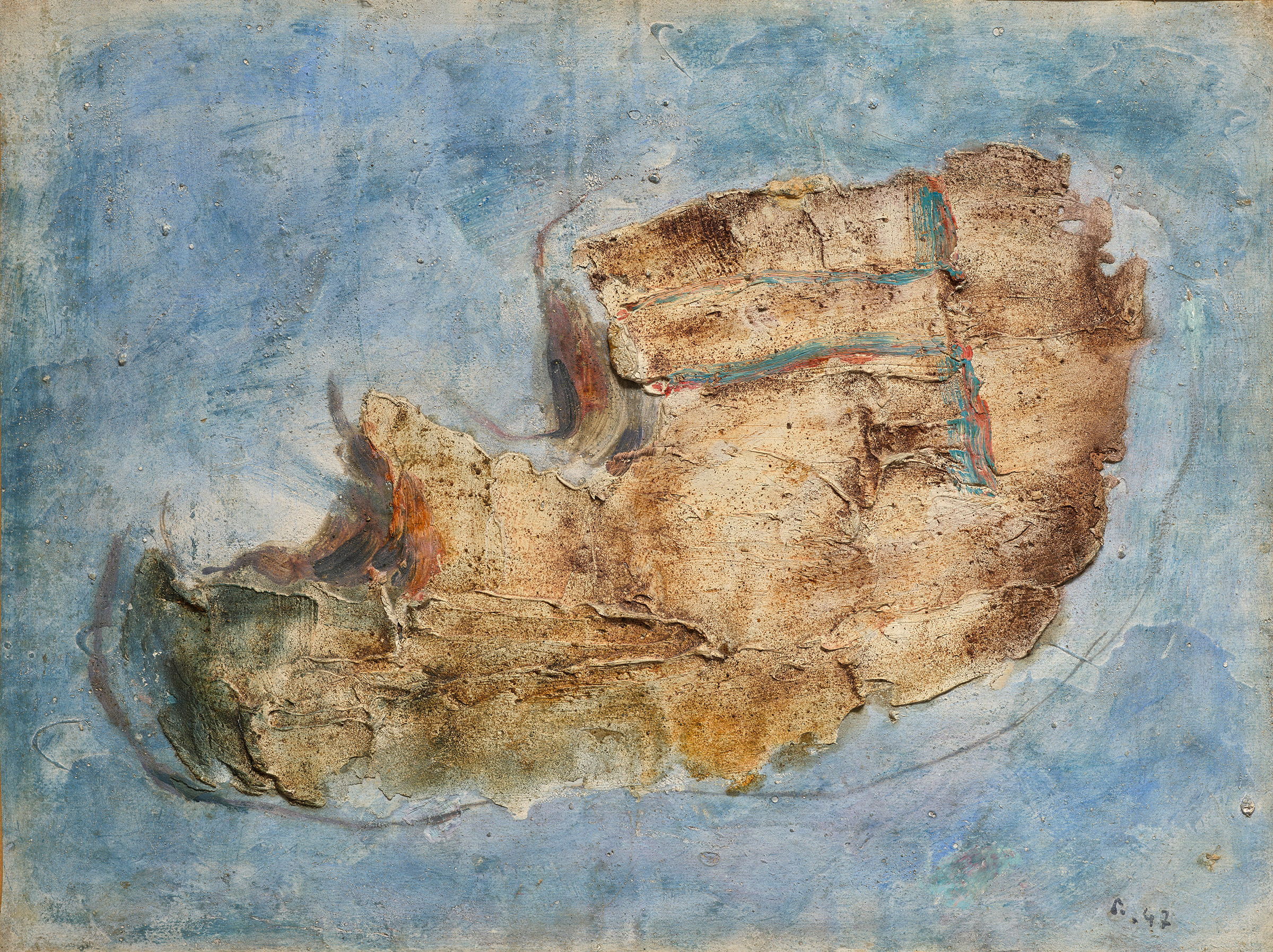 Jean Fautrier, L'homme qui est malheureux, 1947. Mixed media on paper laid on canvas