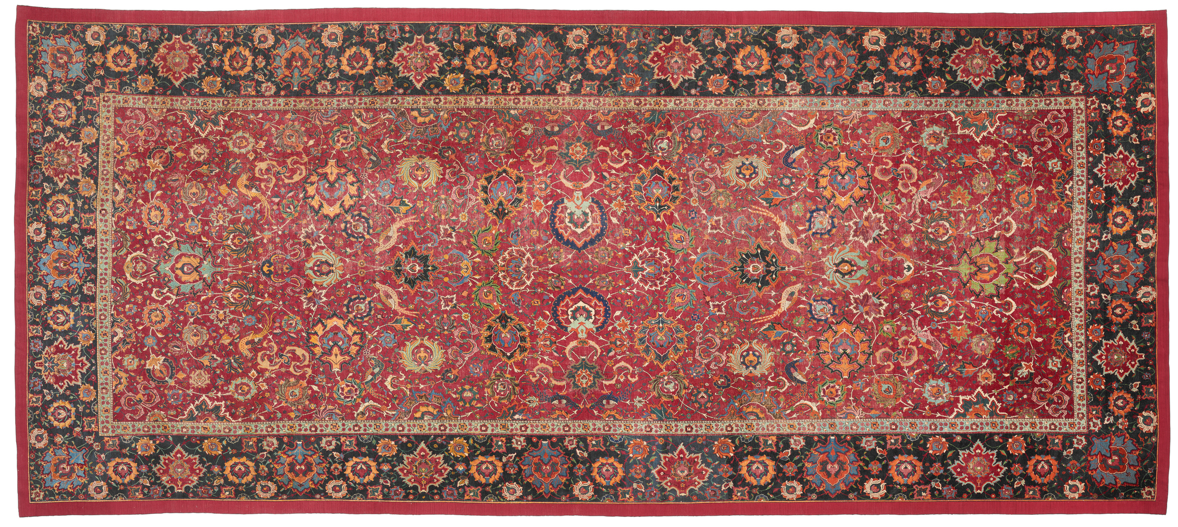 A royal red-ground ‘Palmette and Bird’ carpet, possibly Qazvin, North Persia, circa 1565-75