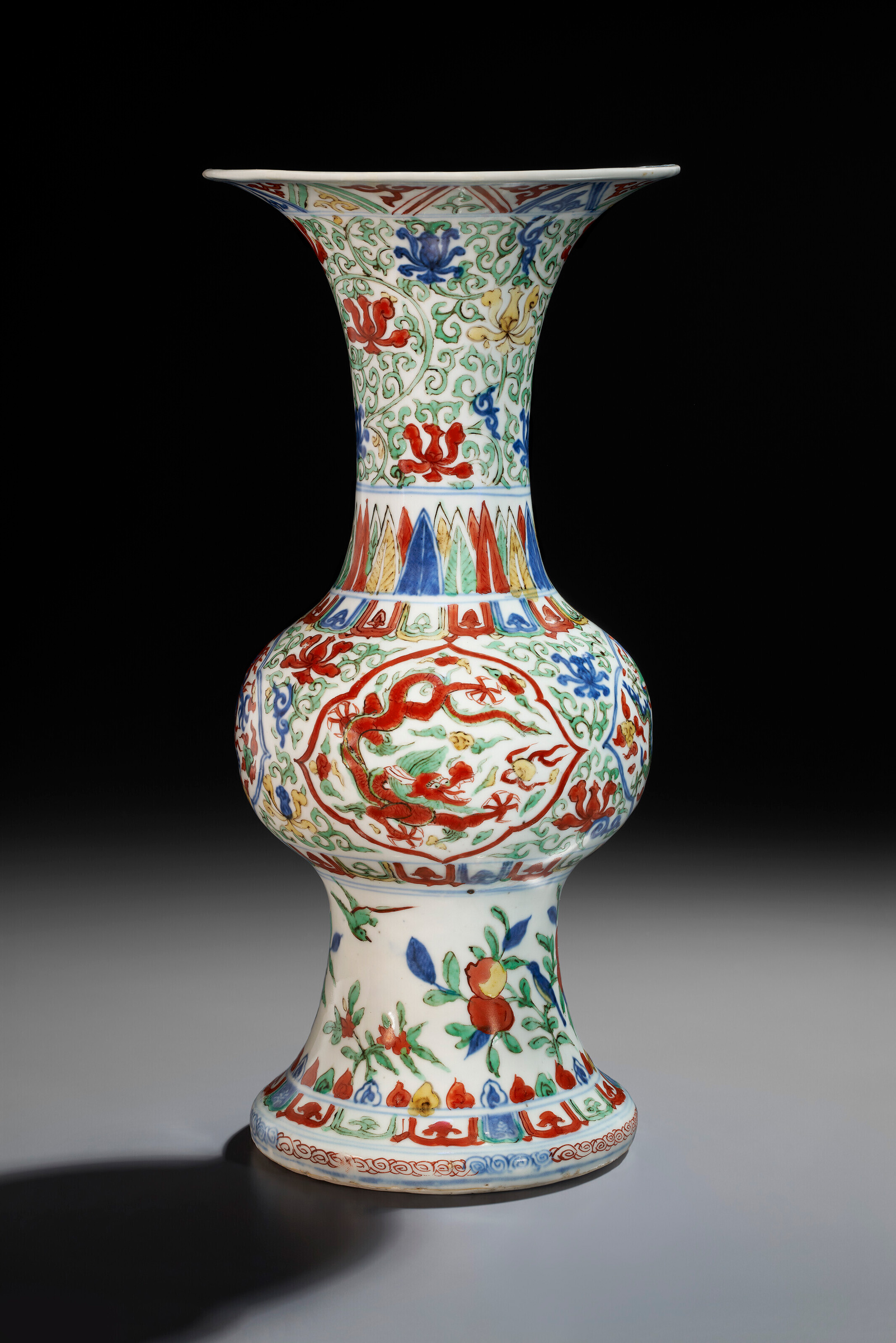 A rare large wucai beaker vase, 1573-1620. 15⅞ in (40.4 cm) high. Estimate: $300,000-400,000. Offered in Marchant: Eight Treasures for the Wanli Emperor on 21 September 2023 at Christie’s in New York