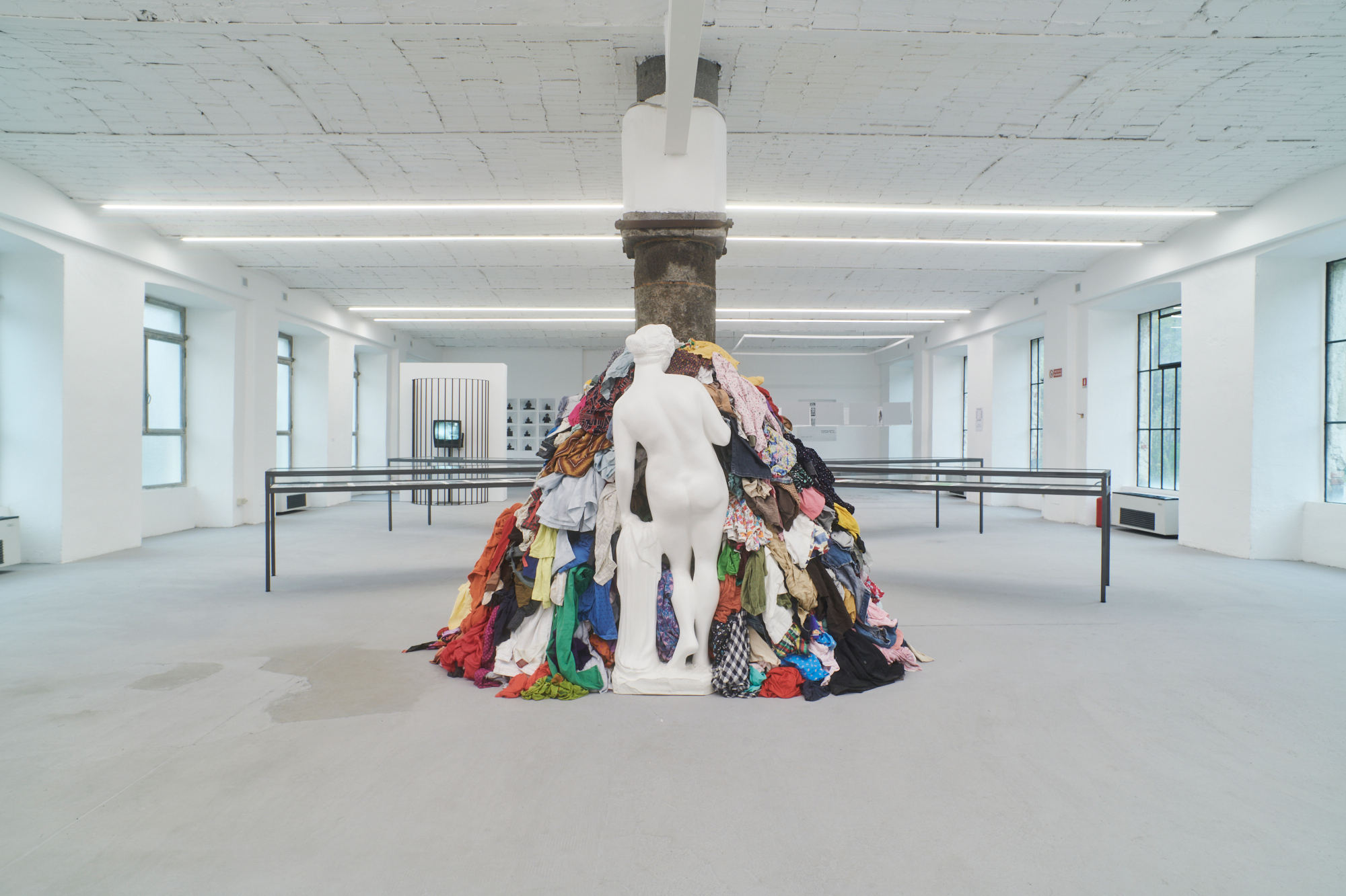 An installation of Venus of the Rags, Pistoletto's iconic Art Povera work conceived in 1967, at the Cittadellarte's permanent exhibition