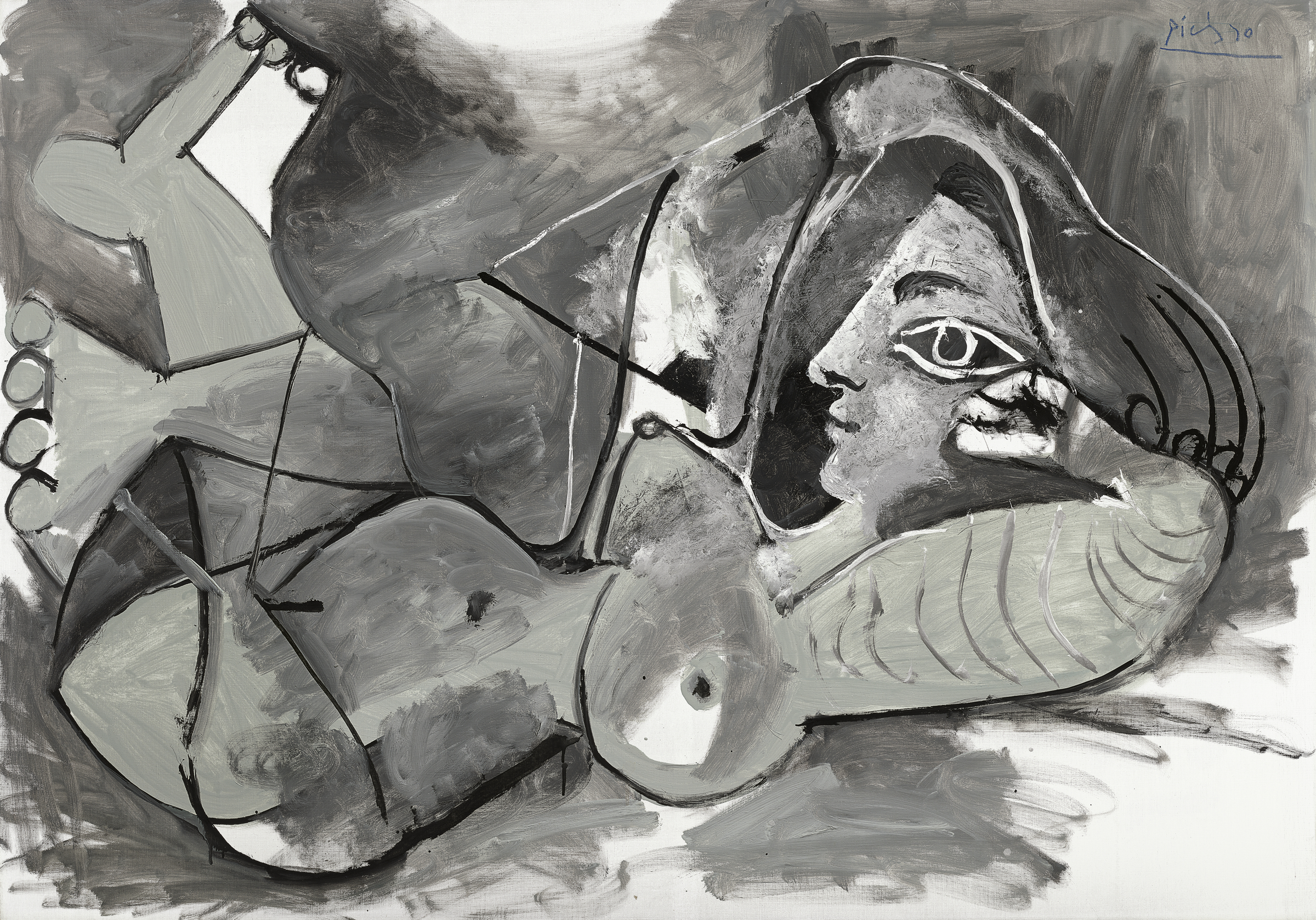 Pablo Picasso (1881-1973), Nu couché, 1968. Oil and Ripolin on canvas. 40¾ x 63⅝ in (103.6 x 161.8 cm) Estimate: $10,000,000-15,000,000. Offered in 20th Century Evening Sale on 9 November at Christie's New York