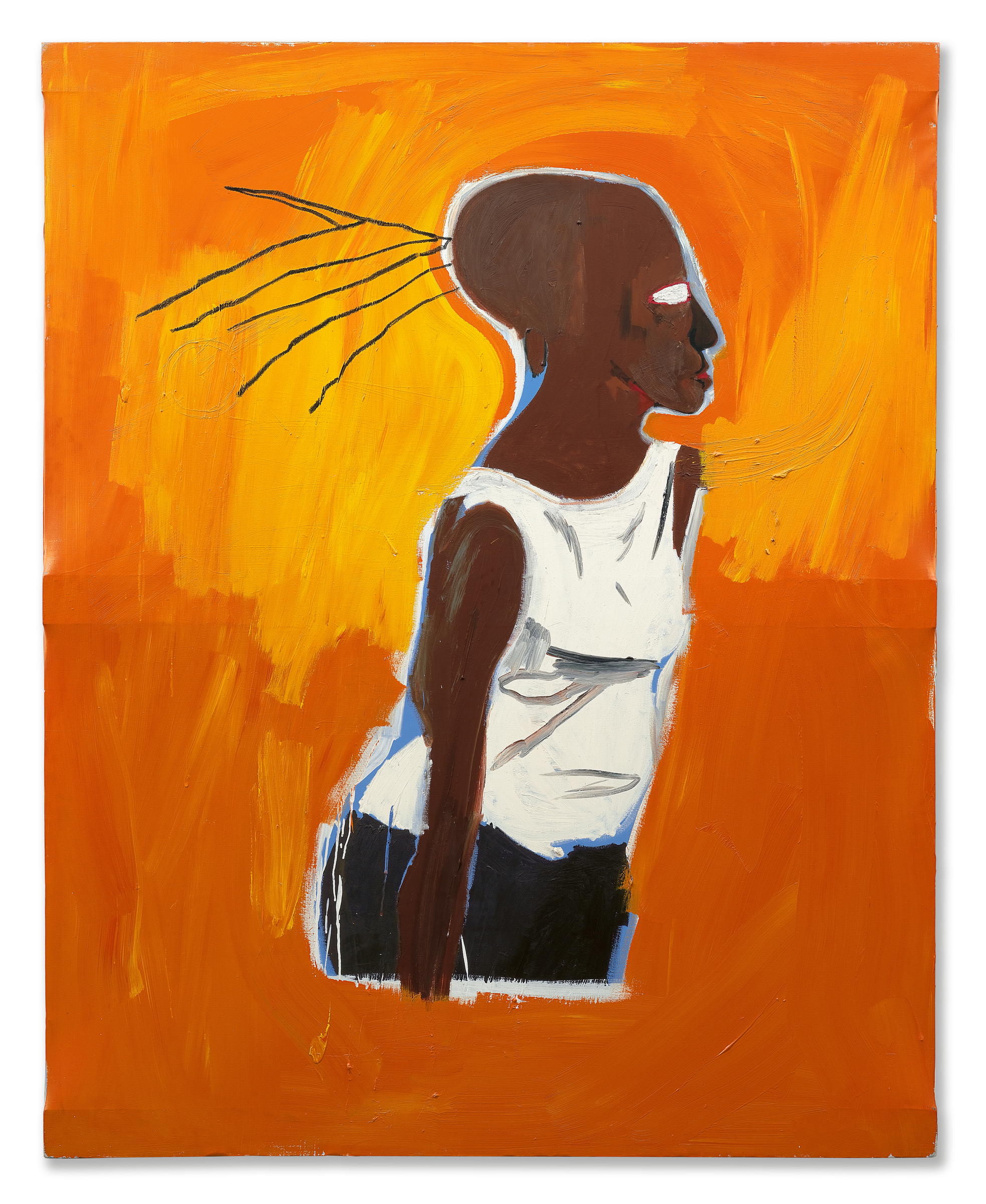 Jean-Michel Basquiat (1960-1988), Orange Joy, 1984. Acrylic and oilstick on canvas. 78½ x 62⅜ in (198.6 x 158.6 cm). Estimate: $4,000,000-6,000,000. Offered in 20th Century Evening Sale on 9 November at Christie's New York