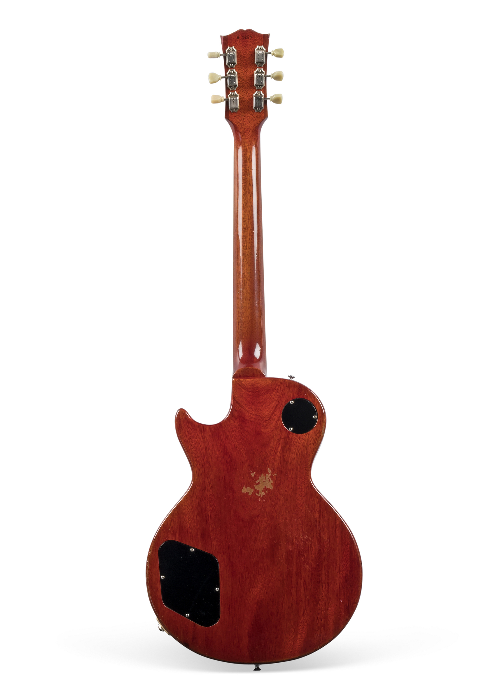 A rear view of the guitar, showing its buckle rash: the patch of missing varnish where the hard-working instrument has rubbed against its owner’s belt. Knopfler acquired the guitar from Bobby Tench of The Jeff Beck Group. 'As soon as I played the late 1950s Les Paul,' Mark Knopfler says, 'I realised what I'd been missing'