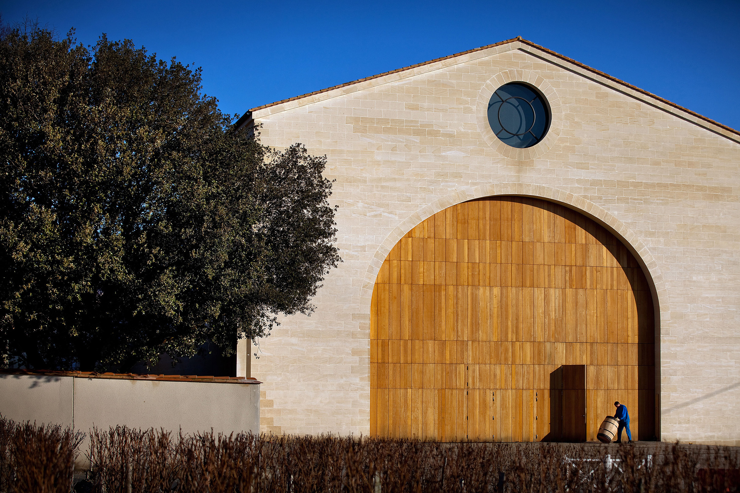 Chateau Mouton Rothschild's monumental new cuvier, or vat room, where the vinification of the wine takes place. It contains a total of 64 vats