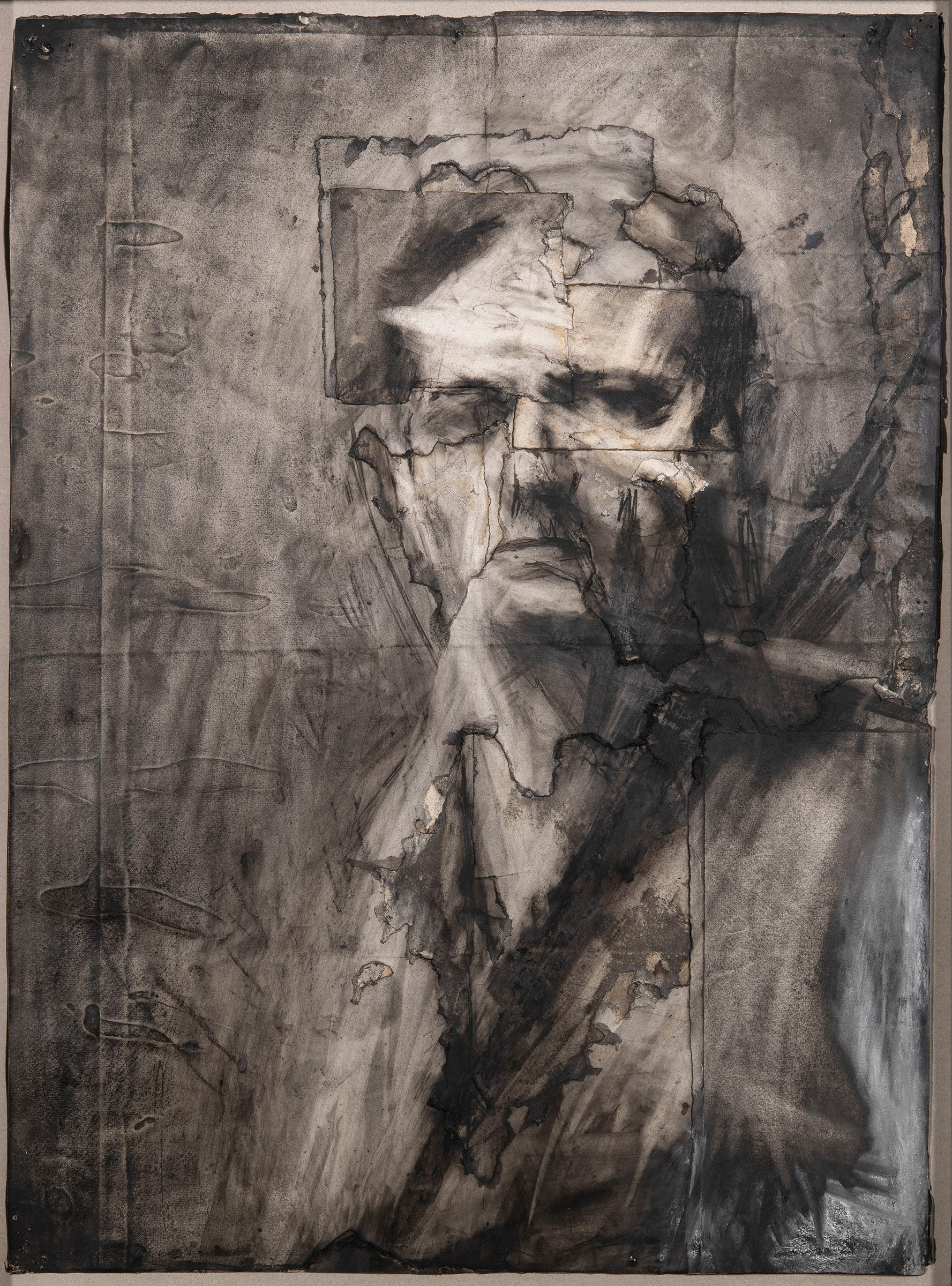 Frank Auerbach, Self-Portrait, 1958, on view at Frank Auerbach: The Charcoal Heads at the Courtauld, London