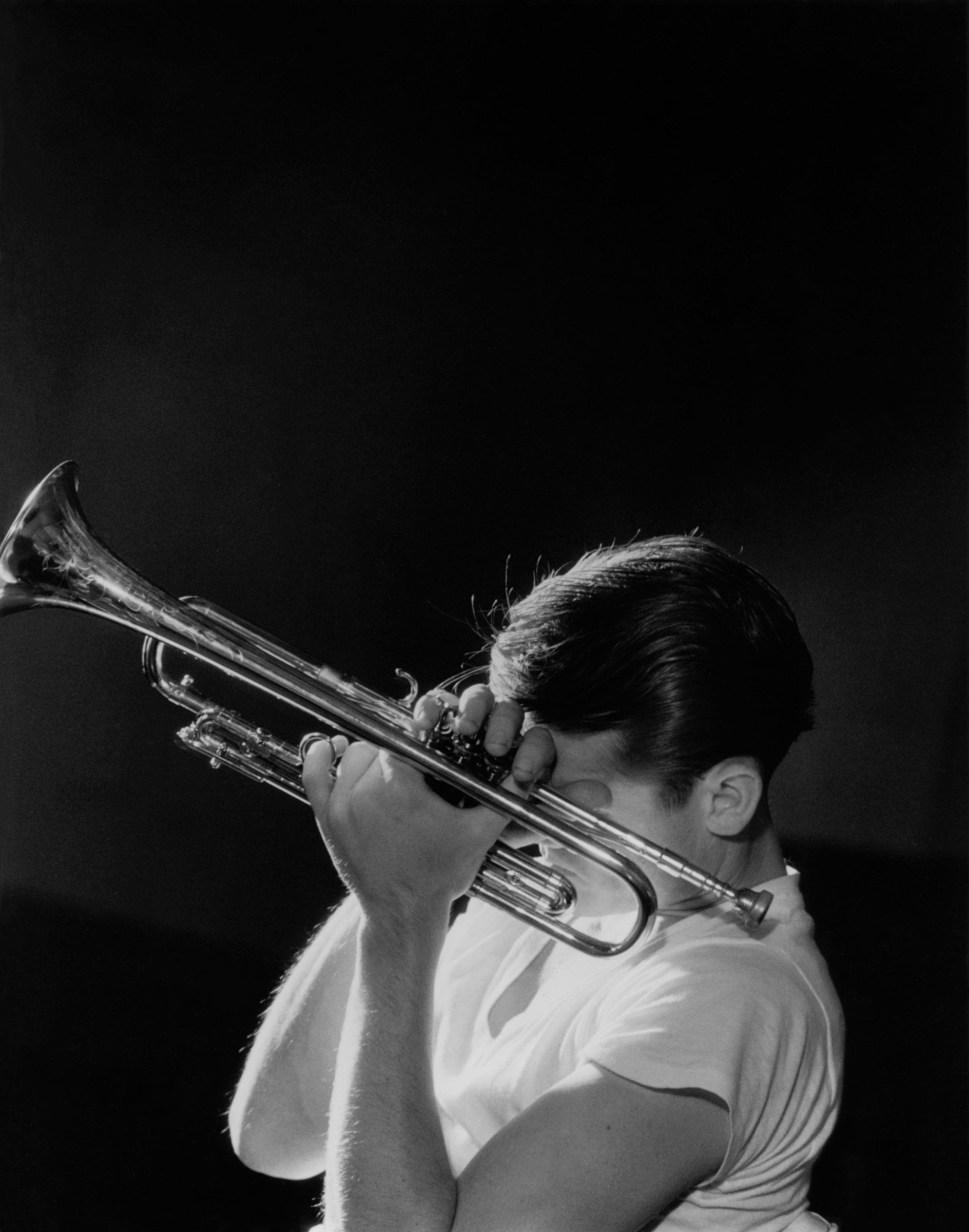 Herman Leonard, Chet Baker, New York City, 1956, on view in Fragile Beauty: Photographs from the Sir Elton John and David Furnish Collection at the V&A South Kensington, London