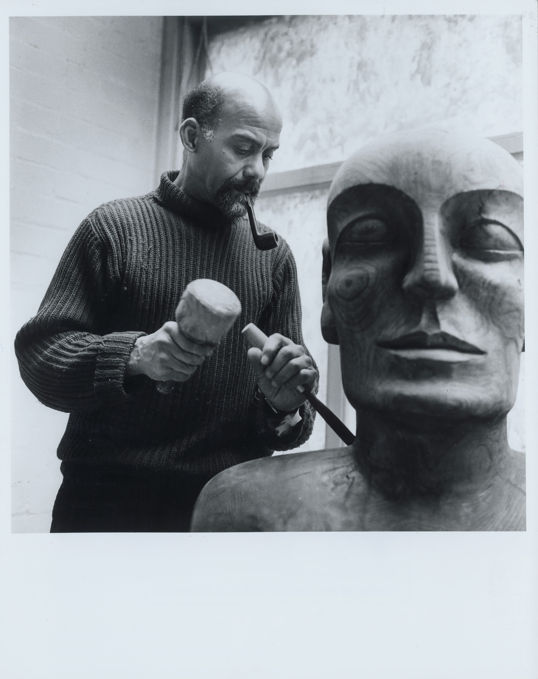 British artist Ronald Moody working on Johanaan, 1963