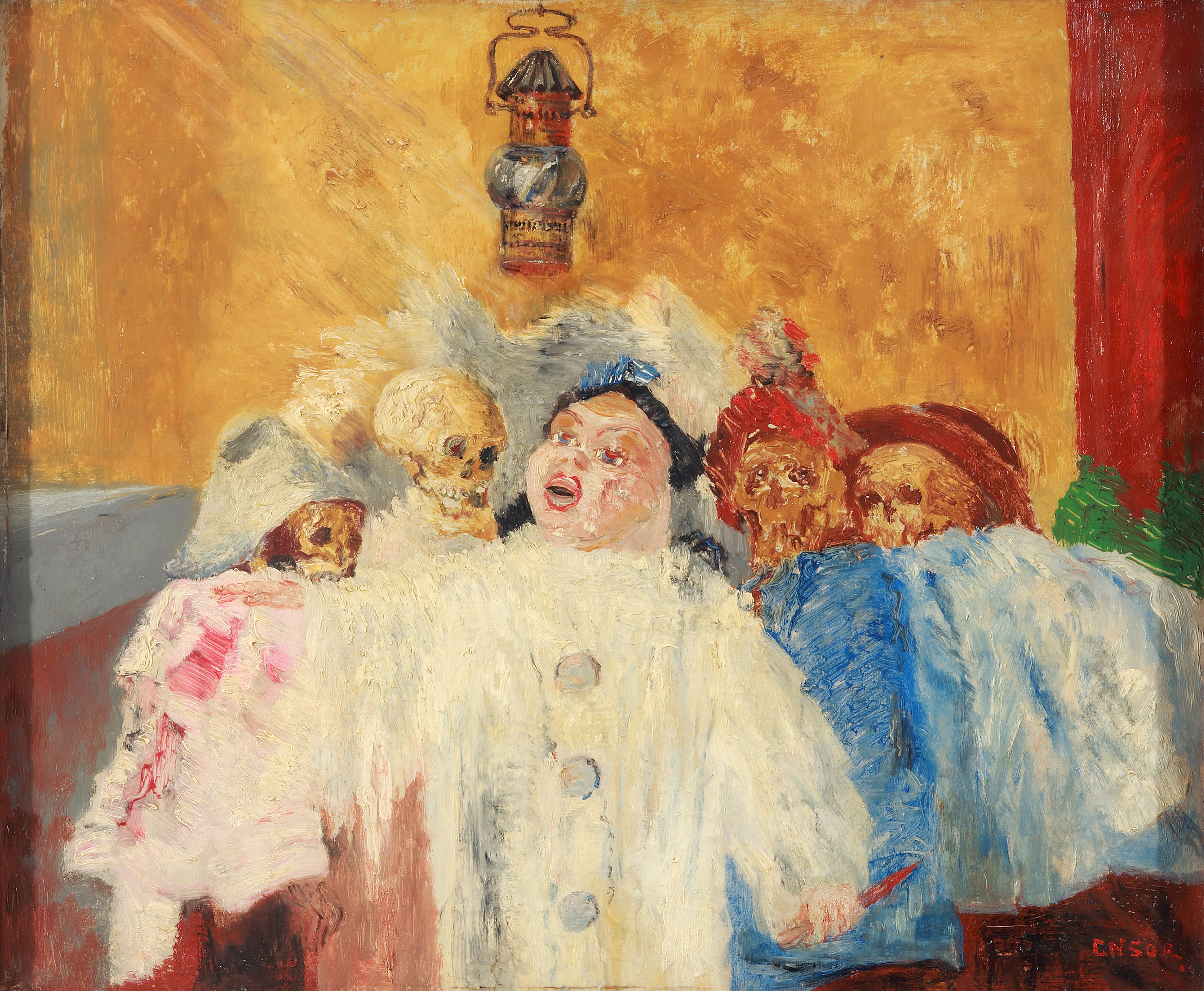 James Ensor, Pierrot et squelettes, 1905, on show in James Ensor: Maestro at Bozar in Brussels