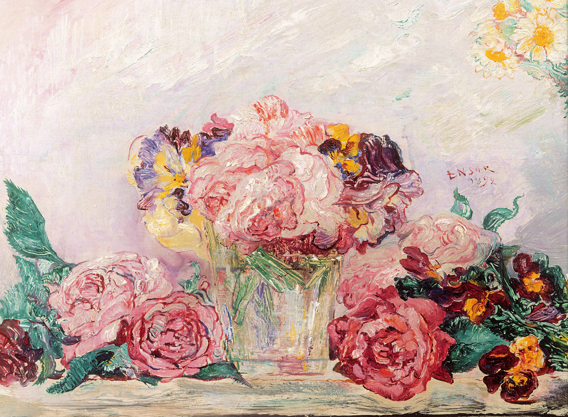 James Ensor, Rozen (Roses), 1892, on show in Rose, Rose, Rose à mes yeux: James Ensor and Still Life in Belgium from 1830 to 1930 at Mu.ZEE in Ostend