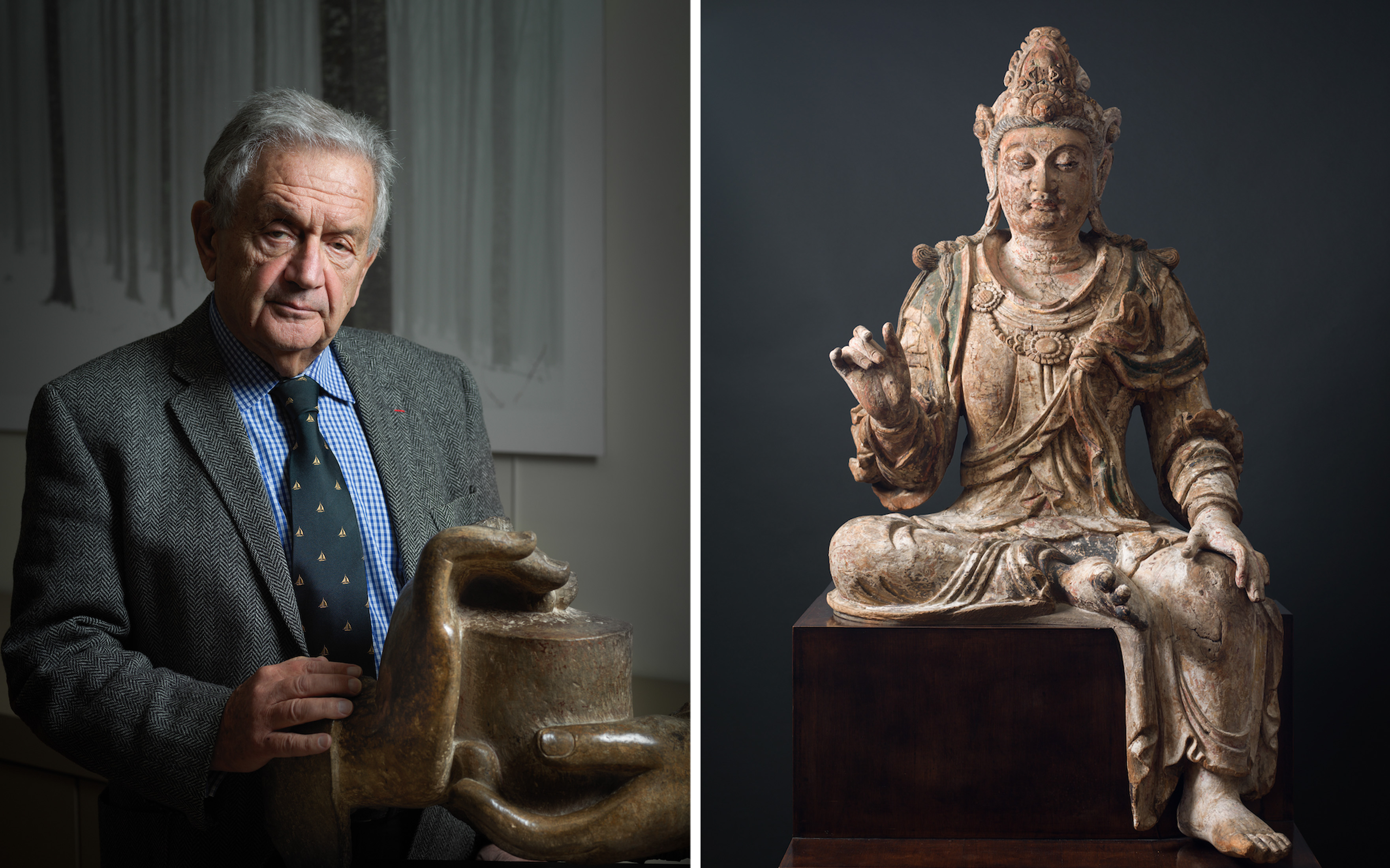 Eskenazi says that the circa 13th-century wooden Guanyin statue (right) is the one piece he would have kept, were he to break his own iron rule against collecting the art he deals in. 'It has everything,' he says. 'It has presence and movement; it is human and tactile'