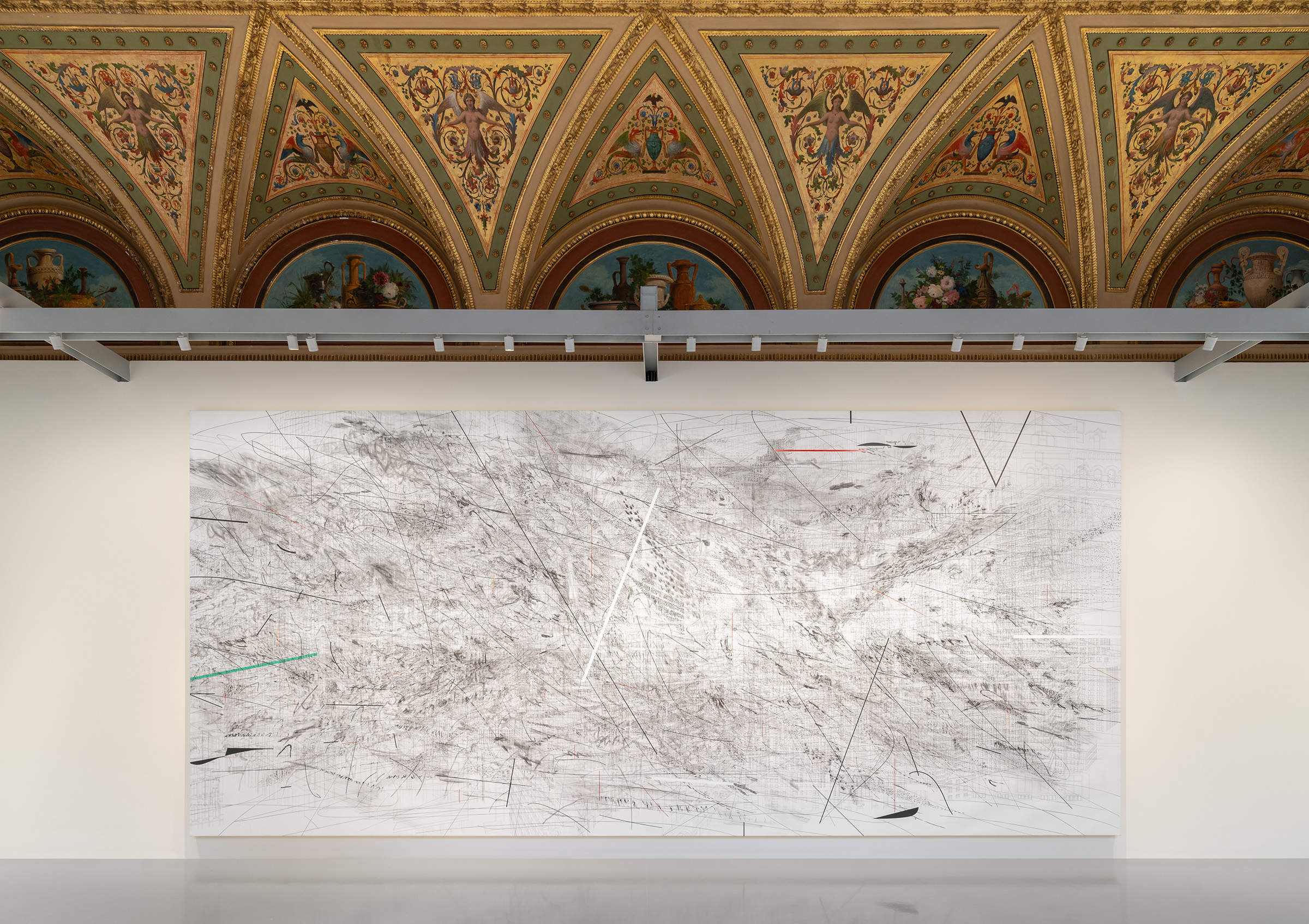 Julie Mehretu, Invisible Line (collective), 2010-2011, on show at the 60th Venice Biennale 2024