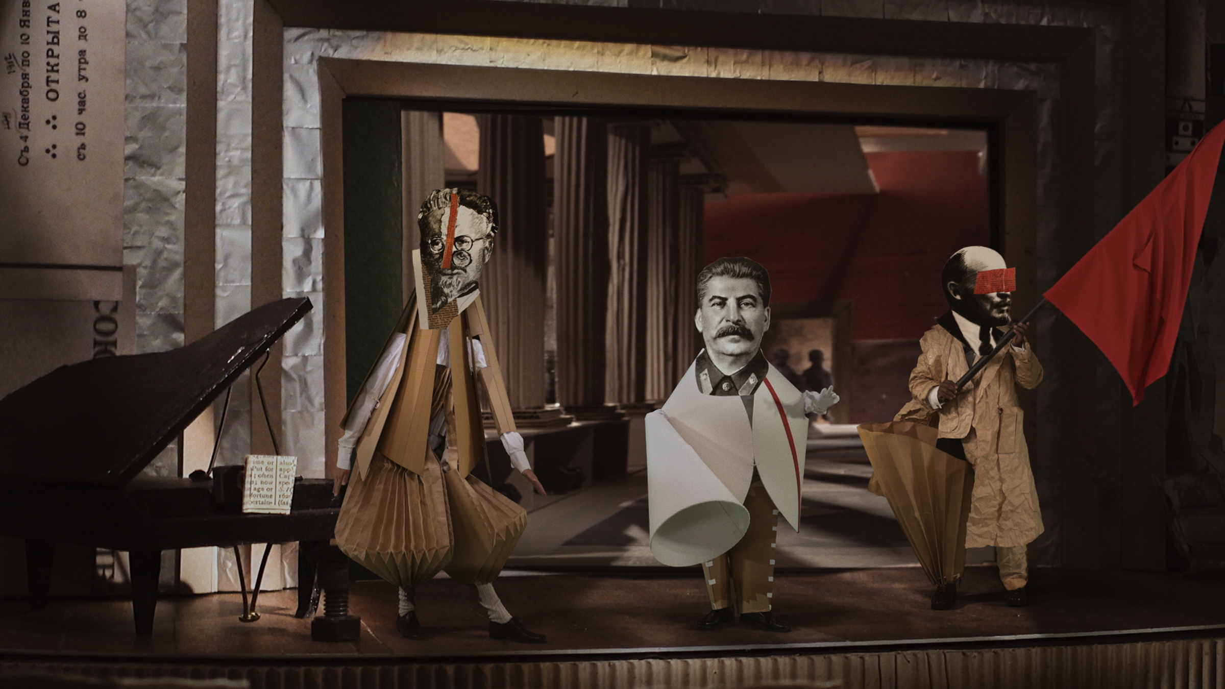 Still from William Kentridge, Self-Portrait as a Coffee Pot, Episode 8: Oh To Believe in Another World, 2022, on show at the 60th Venice Biennale 2024