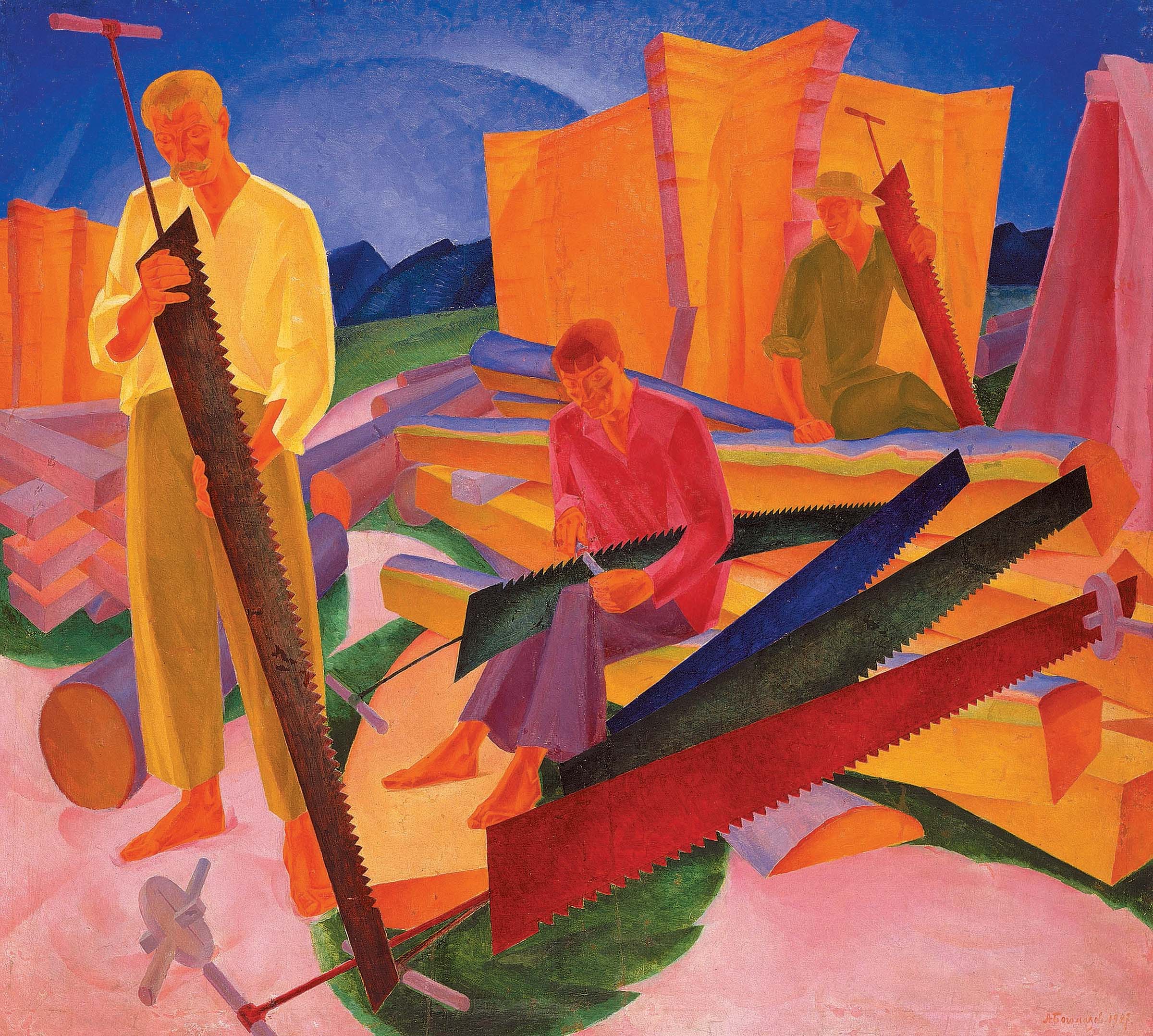 Oleksandr Bohomazov, Sharpening the Saws, 1927, National Art Museum of Ukraine
