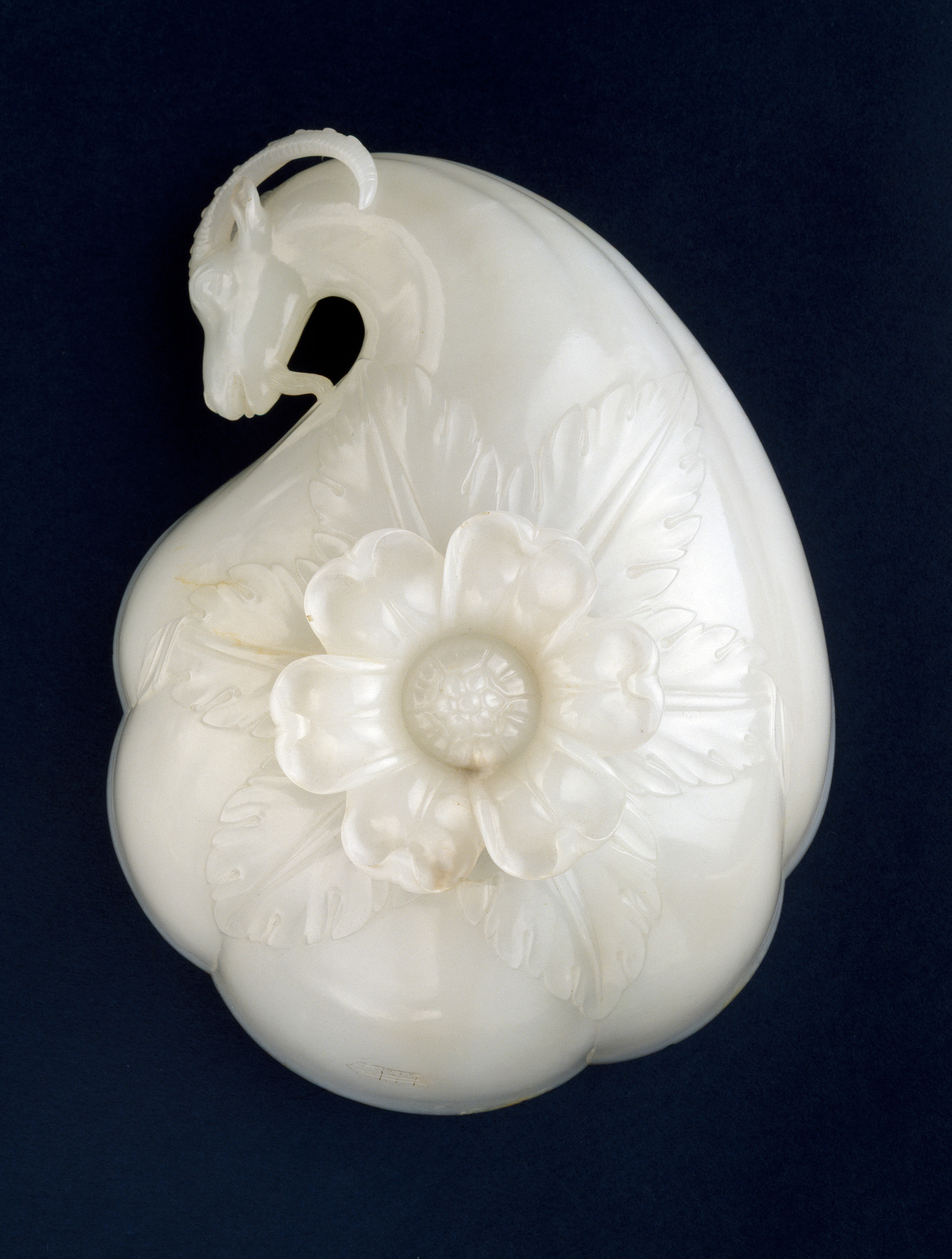 A white nephrite jade wine cup made for the Emperor Shah Jahan in 1657, at the V&A South Kensington, London