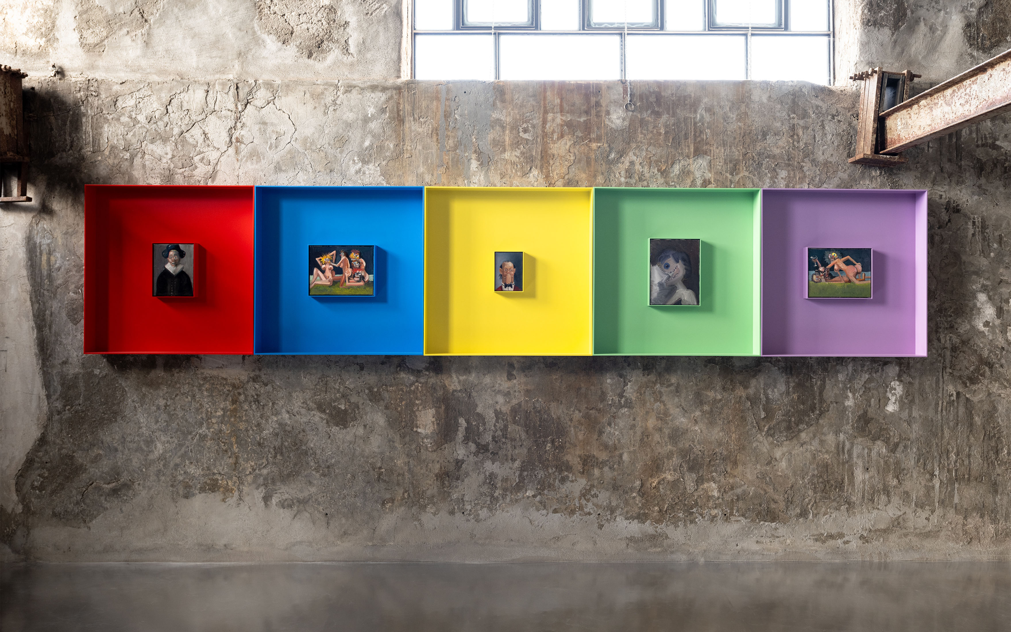 Installation view of George Condo: The Mad and the Lonely at the DESTE Foundation Project Space, Slaughterhouse, Hydra