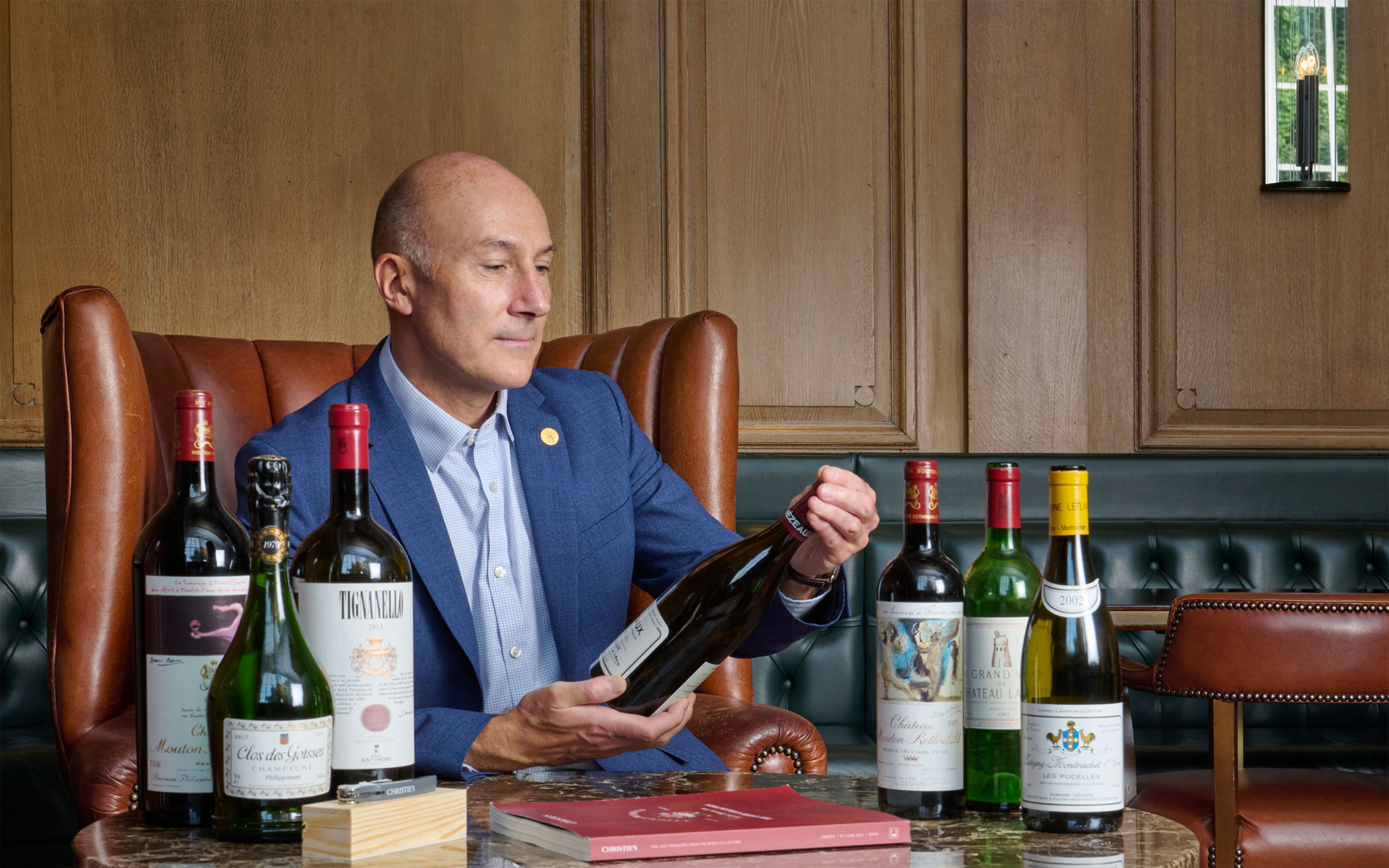 Tim Triptree MW photographed at 67 Pall Mall in St James's, London, a private members' club for wine lovers, housed in a building designed by Sir Edwin Lutyens