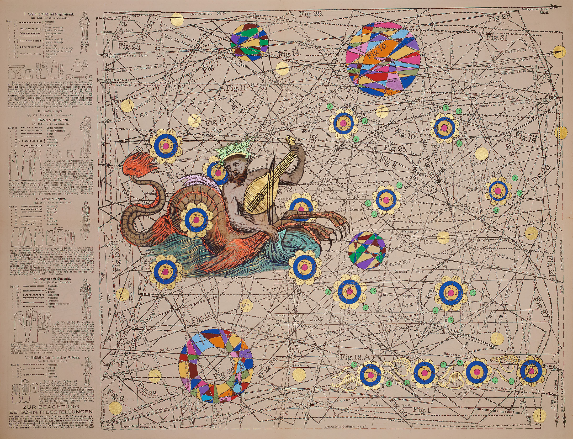 One of the 15 interlinked works that form Expanding Universe, inspired by archived maps in which the artist found 'all sorts of imaginary creatures… mermaids and monsters'