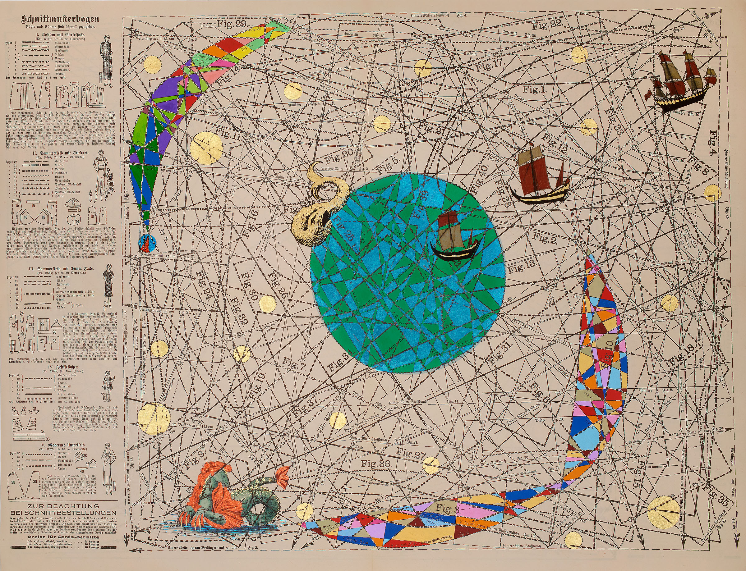 'I lifted the ships from the map and put them into the picture as a metaphor for ships going to the moon': one of the 15 works that form Expanding Universe