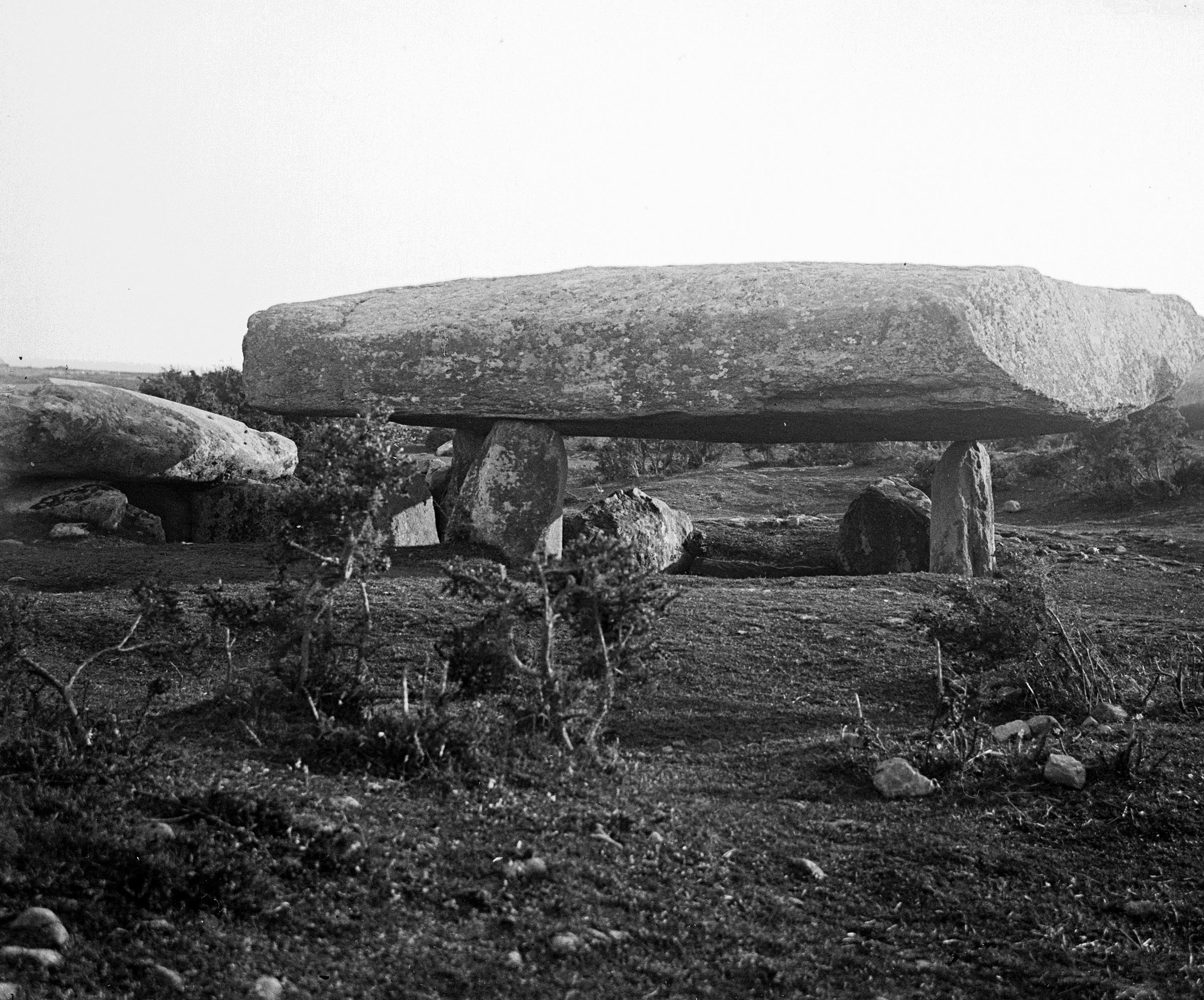 The Table des Marchands (Merchants' Table) megalith at Locmariaquer, Brittany, photographed in 1918