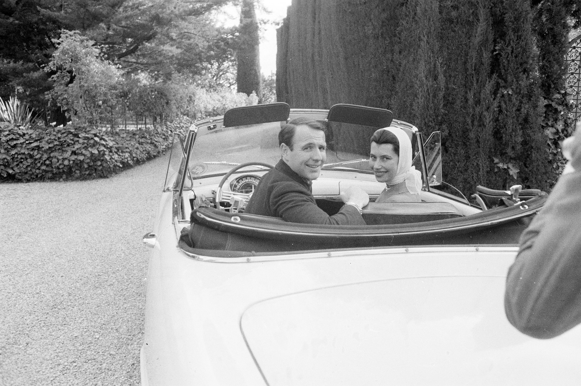 Prince Aga Khan and Nina Dyer photographed in Antibes on the French Riviera, May 1957, before their marriage in August of that year
